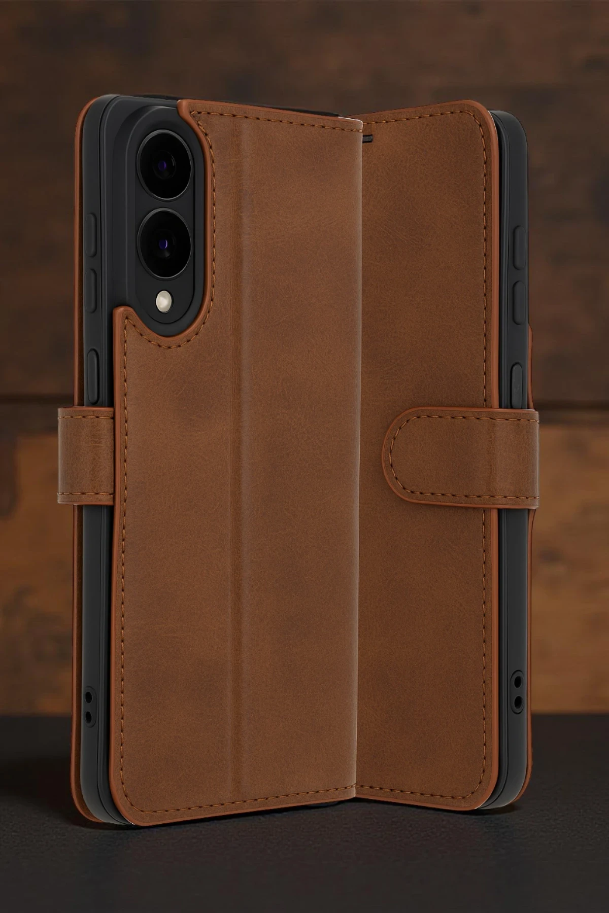 Newface Samsung Galaxy S25 Edge Trend S Plus Kapaklı Kılıf - Taba