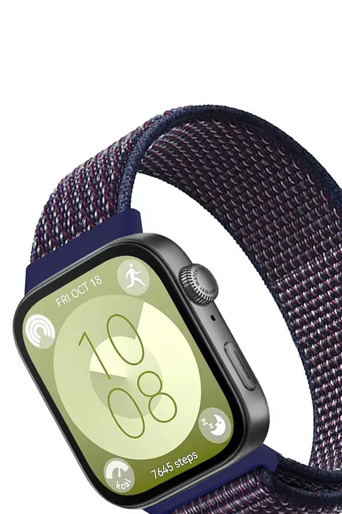 Newface Huawei Fit 4 Hasırlı Cırtcırtlı Kordon - Mavi-Beyaz