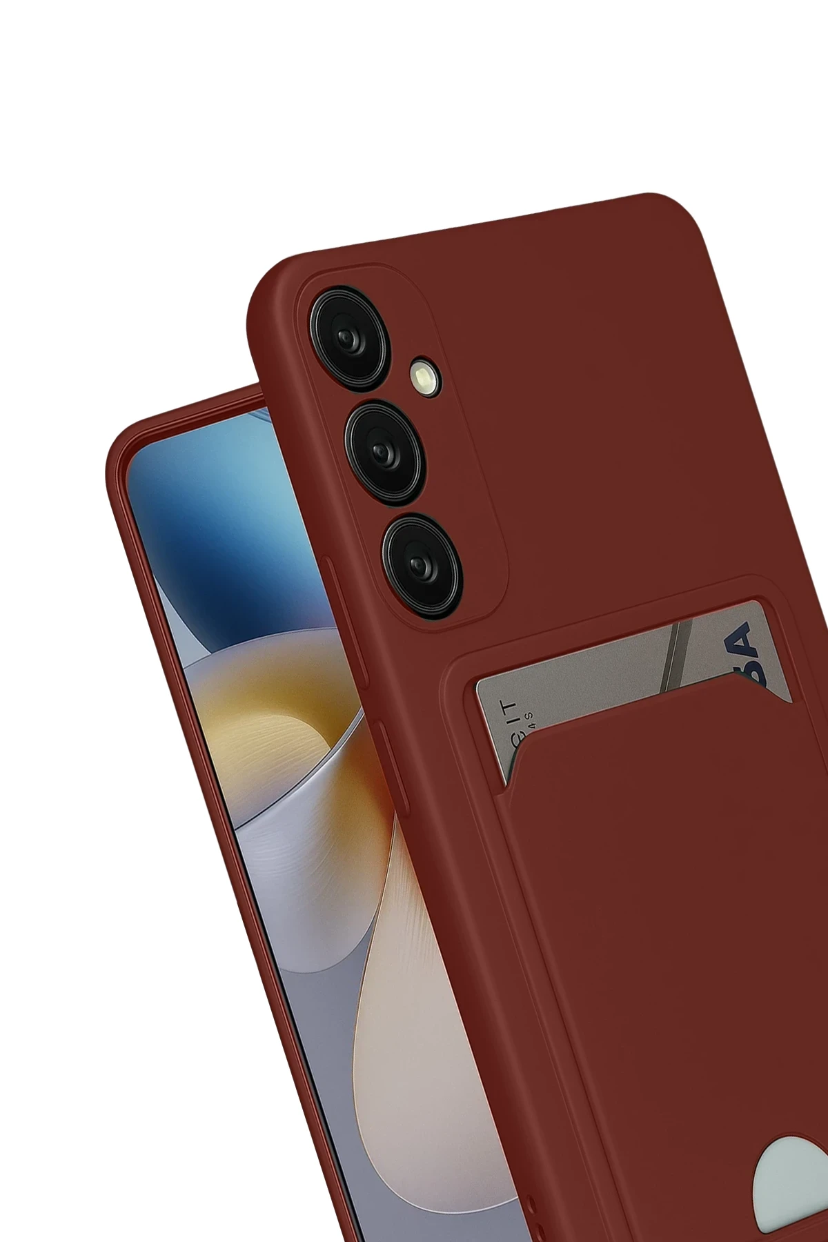 Newface Samsung Galaxy S24 FE Kılıf Kelvin Kartvizitli Silikon - Bordo