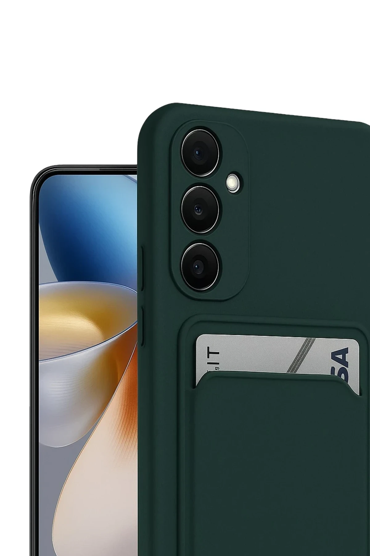 Newface Samsung Galaxy S24 FE Kılıf Kelvin Kartvizitli Silikon - Koyu Yeşil