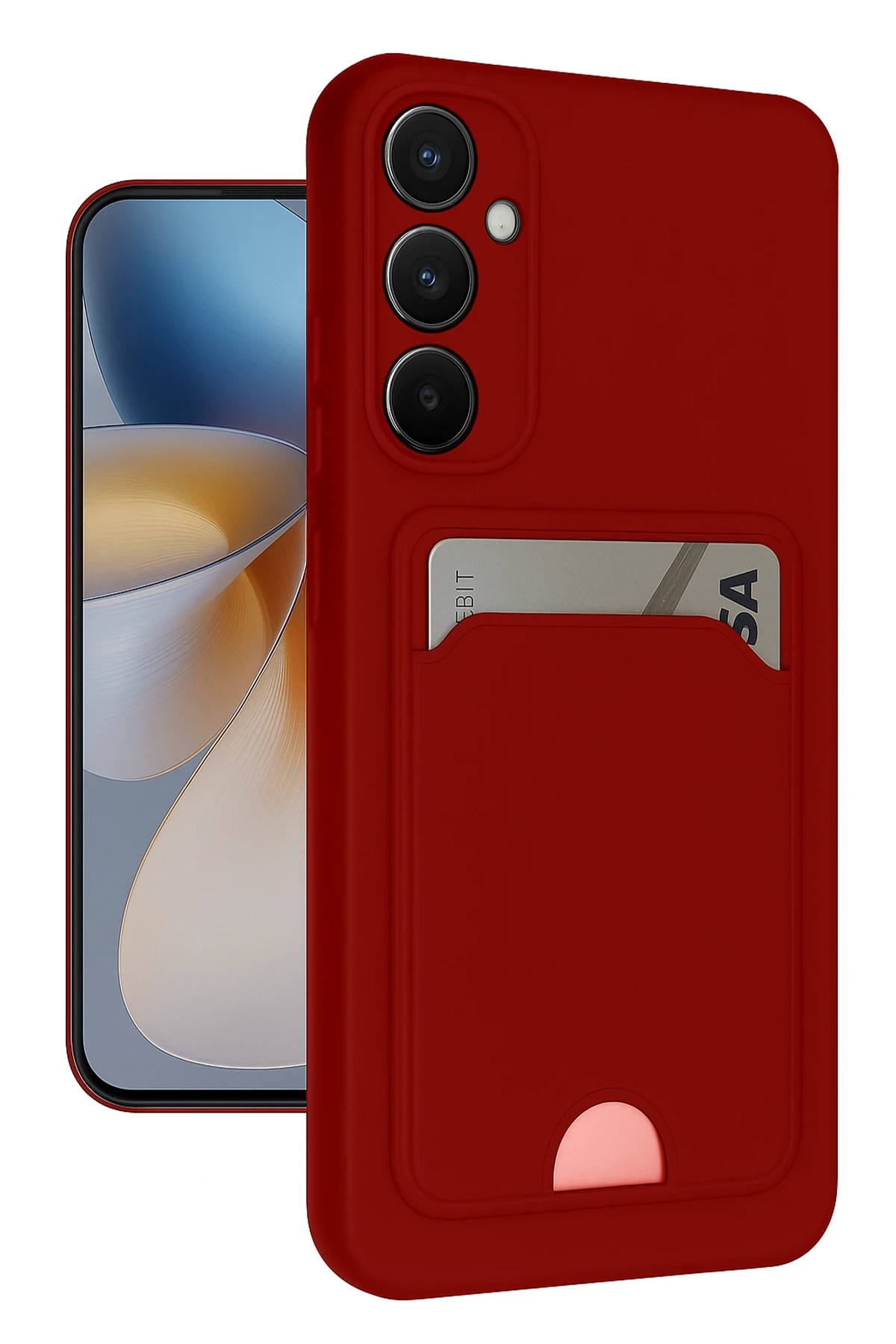 Newface Samsung Galaxy S24 FE Kılıf Kelvin Kartvizitli Silikon - Kırmızı
