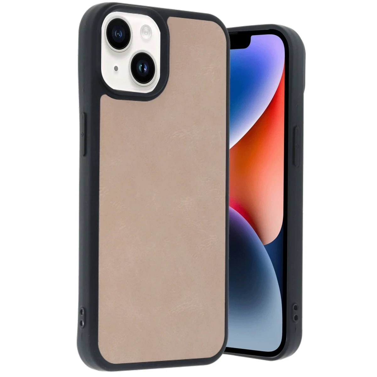 Newface Apple iPhone 15 Kılıf Aras Deri Kapak - Pudra