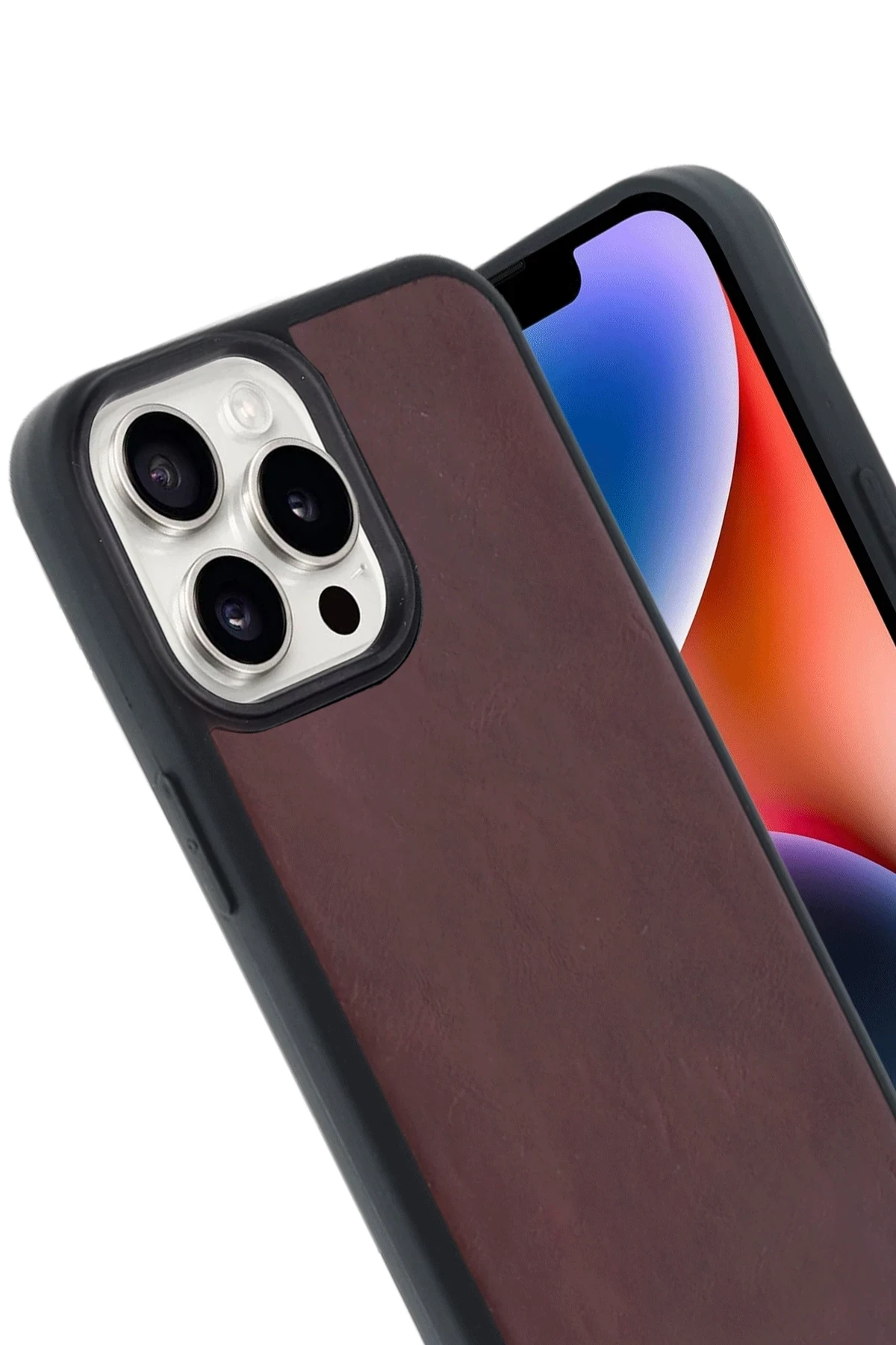 Newface iPhone 14 Pro Max Kılıf Aras Deri Kapak - Bordo