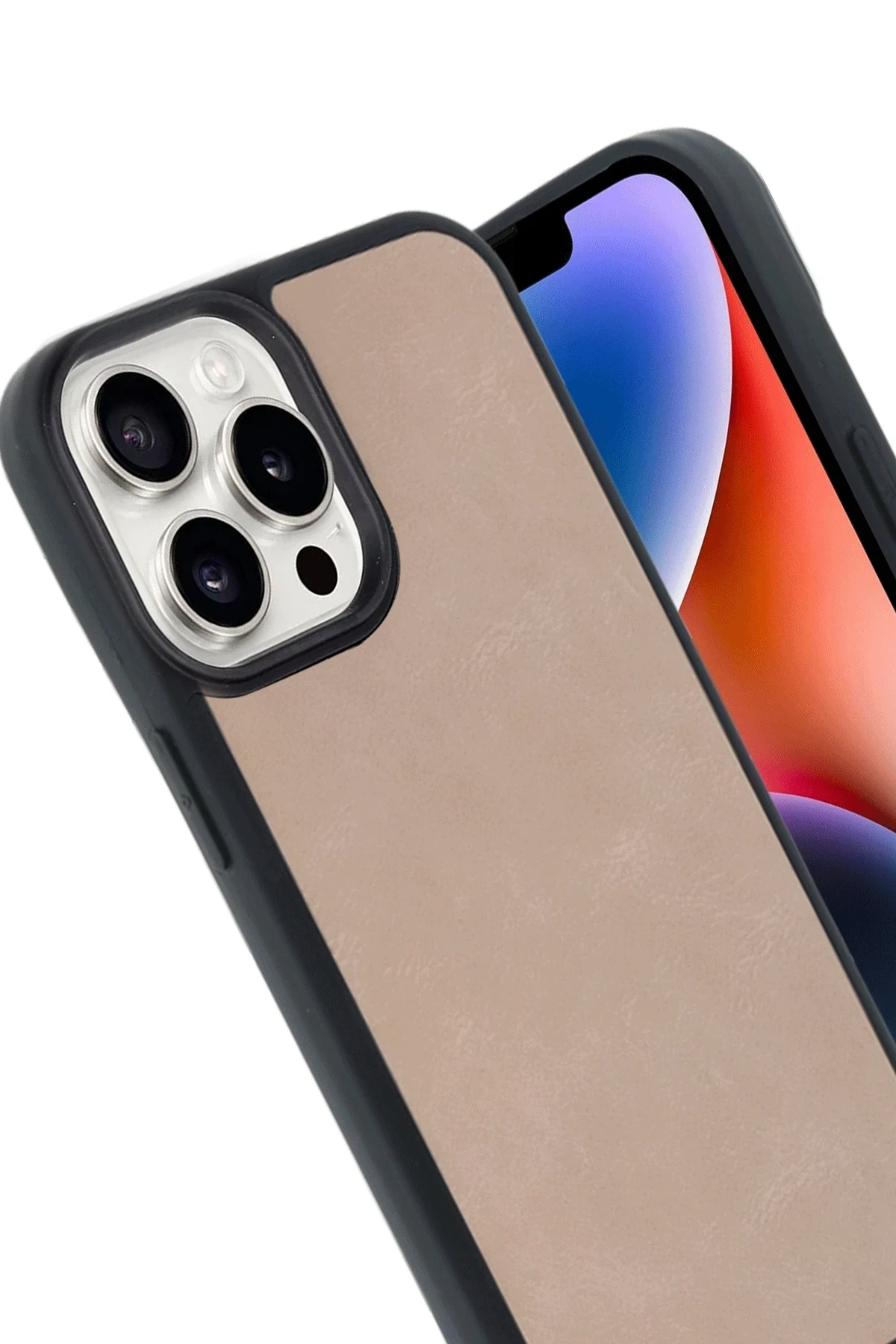 Newface iPhone 14 Pro Max Kılıf Aras Deri Kapak - Pudra