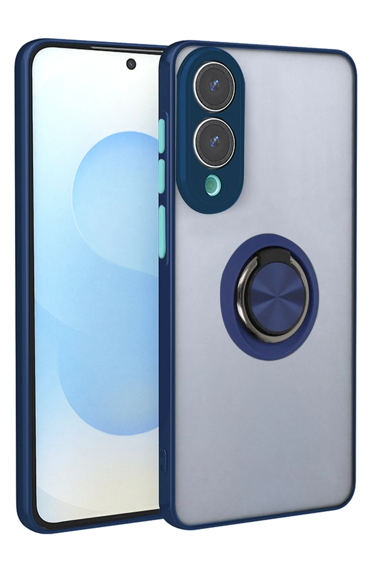 Newface Samsung Galaxy S25 Edge Kılıf Montreal Yüzüklü Silikon Kapak - Lacivert