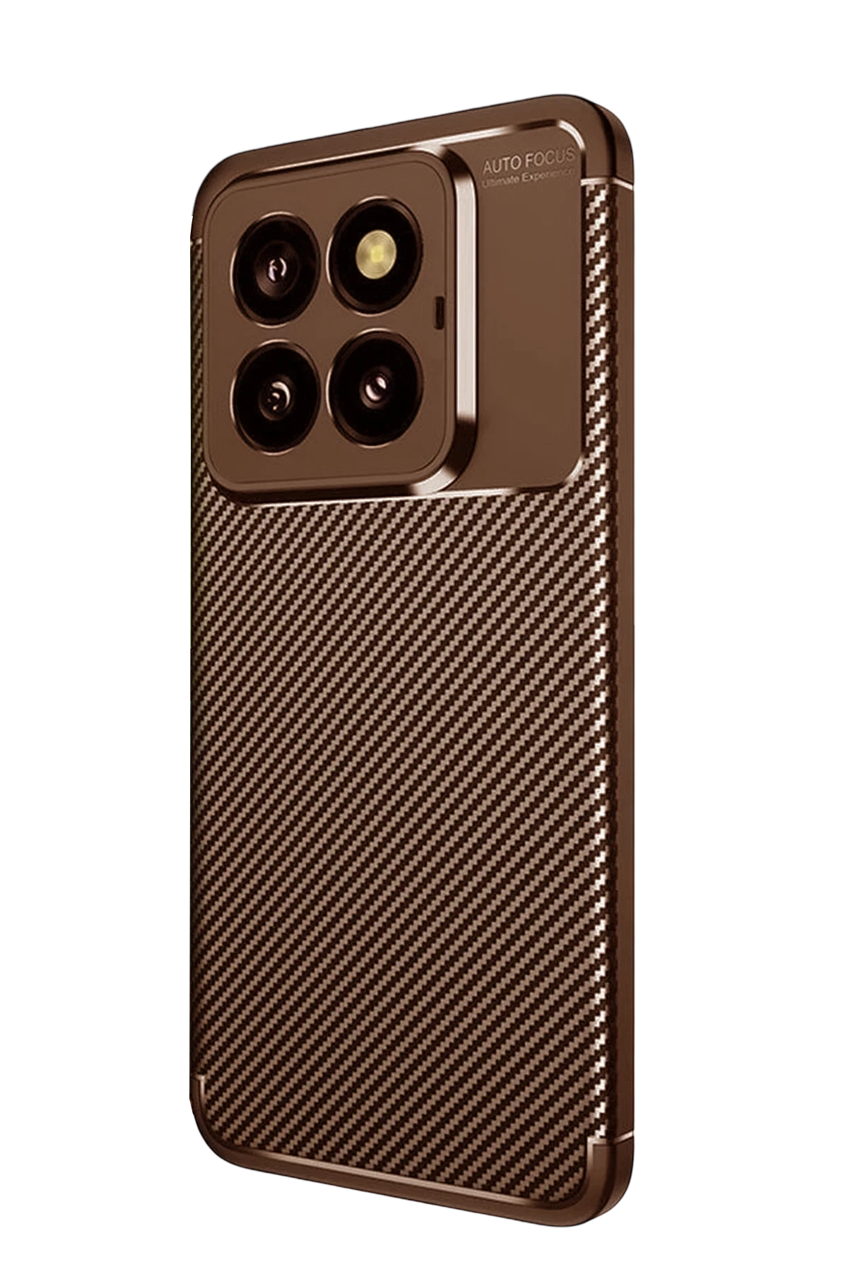 Newface Xiaomi Mi 14T Pro Kılıf Auto Focus Karbon Kapak - Kahverengi