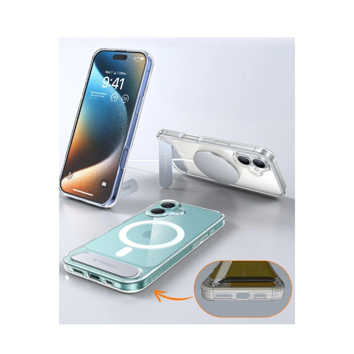 Torras Apple iPhone 16 P Stand Serisi Magsafe Kılıf - Şeffaf