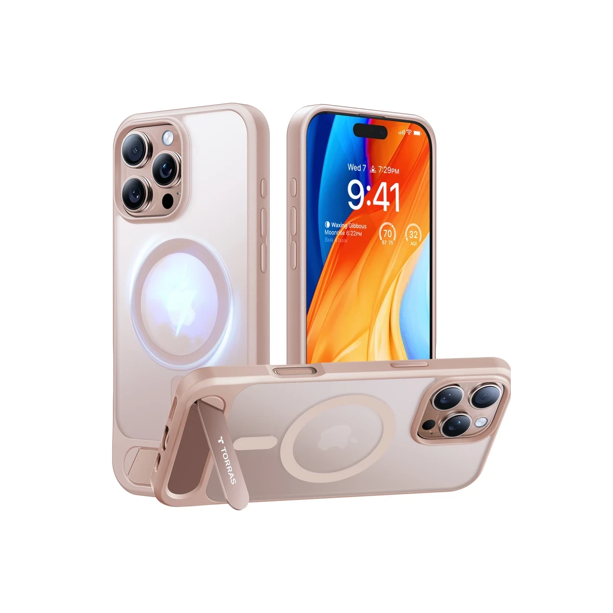 Torras Apple iPhone 16 Pro P Stand Serisi Magsafe Kılıf - Çöl Titanyum