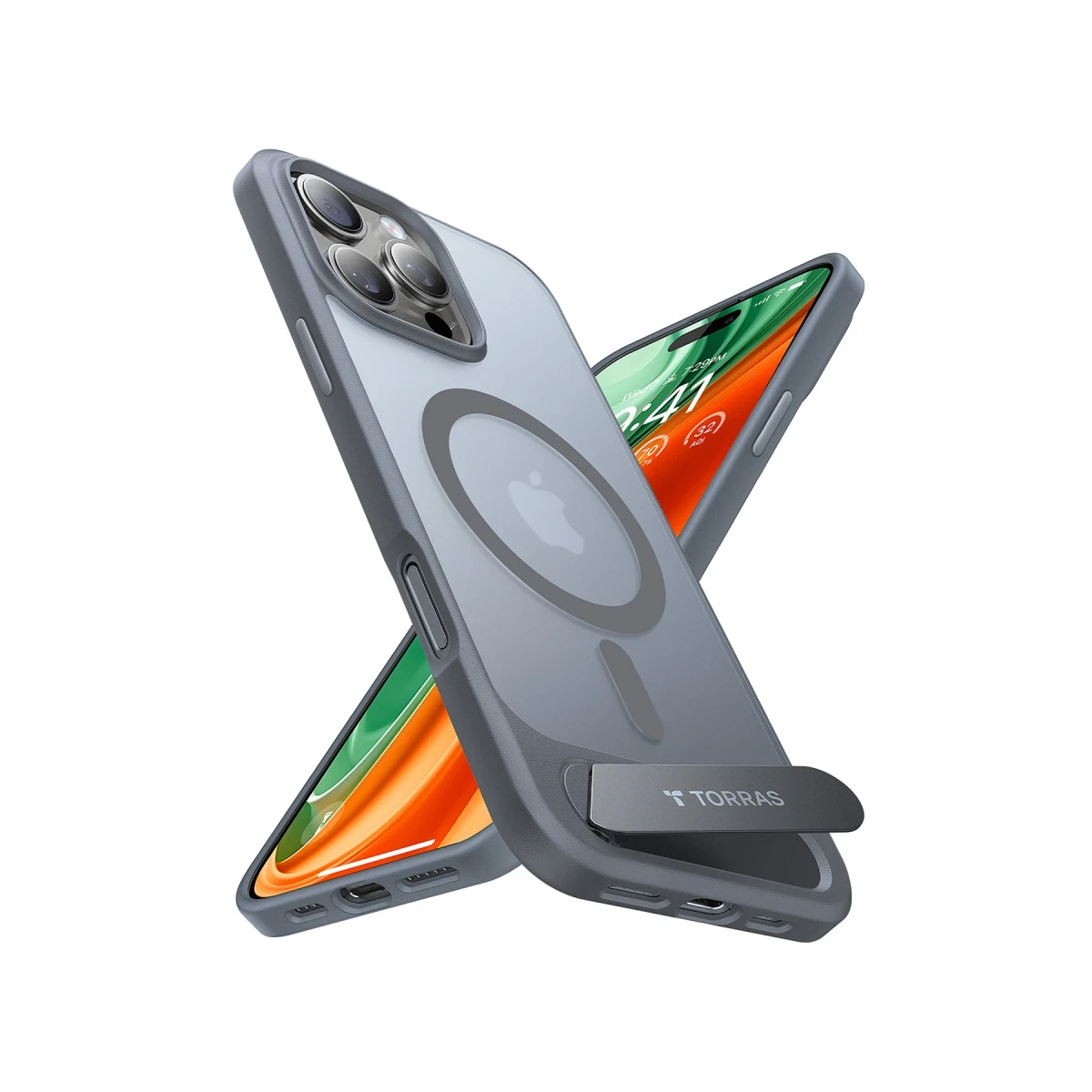 Torras Apple iPhone 16 Pro Max P Stand Serisi Magsafe Kılıf - Titan Gri