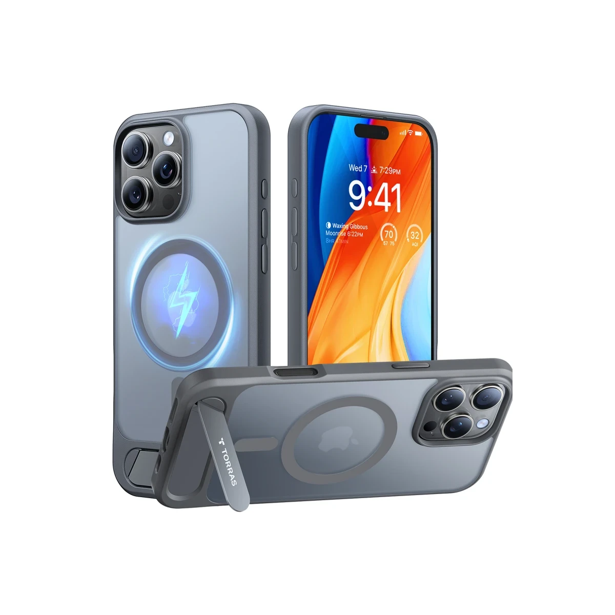 Torras Apple iPhone 16 Pro Max P Stand Serisi Magsafe Kılıf - Titan Gri