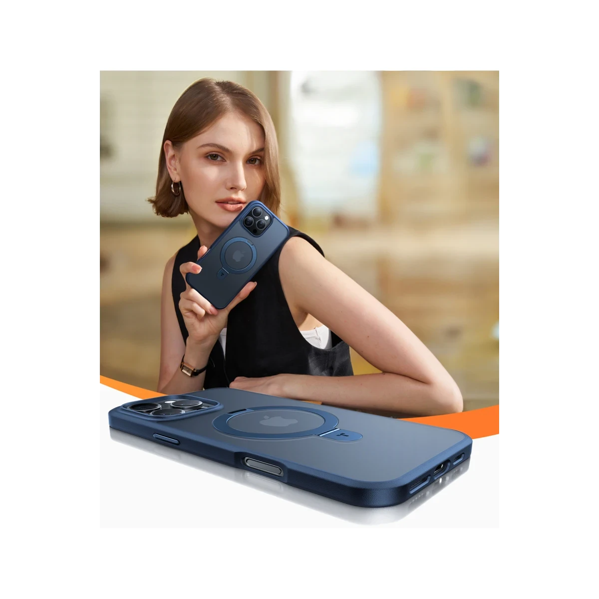 Torras Apple iPhone 16 Pro Max O Stand Serisi Magsafe Kılıf - Lacivert