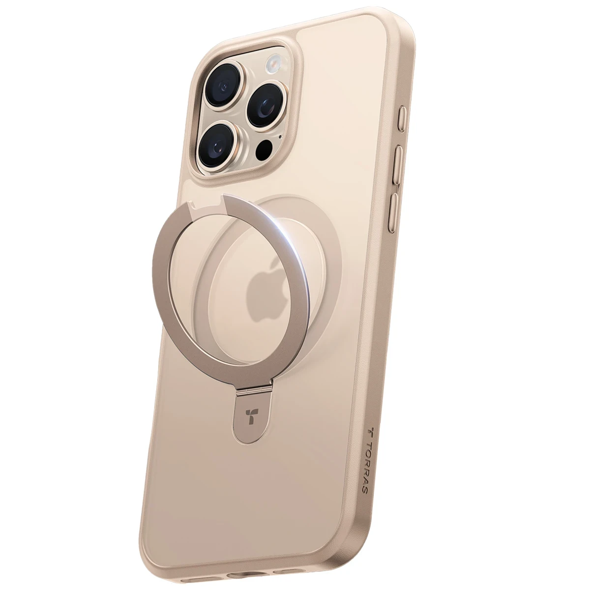 Torras Apple iPhone 16 Pro O Stand Serisi Magsafe Kılıf - Çöl Titanyum