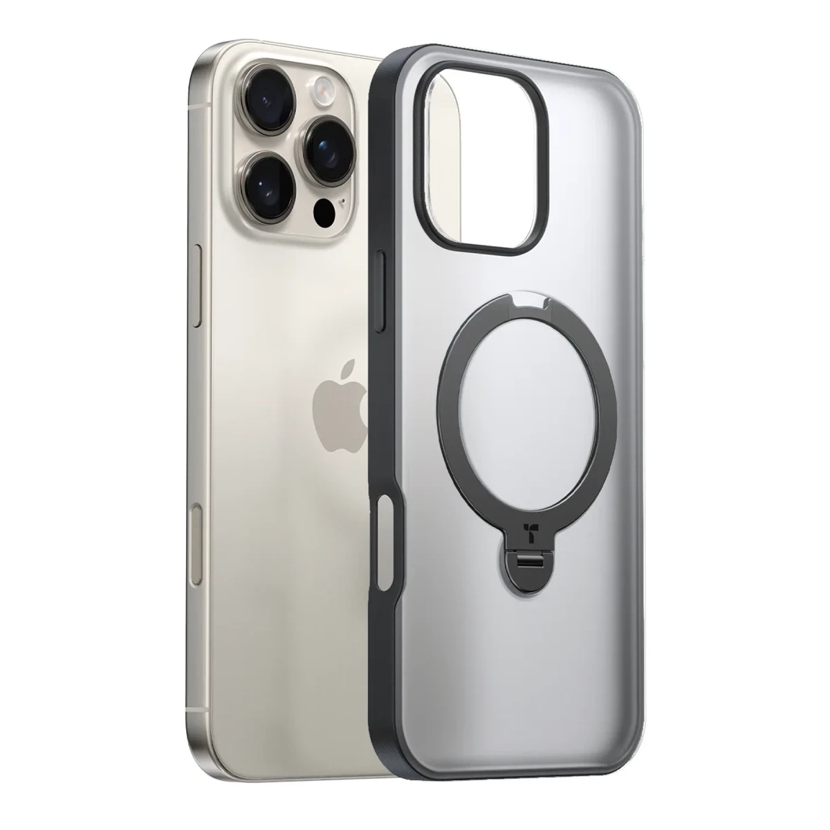 Torras Apple iPhone 16 Pro Max O Stand Spin Serisi Magsafe Kılıf - Siyah