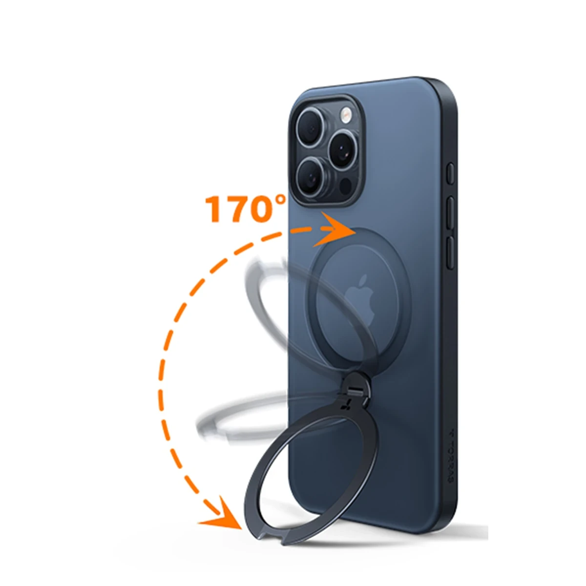 Torras Apple iPhone 16 Pro Max O Stand Spin Serisi Magsafe Kılıf - Siyah