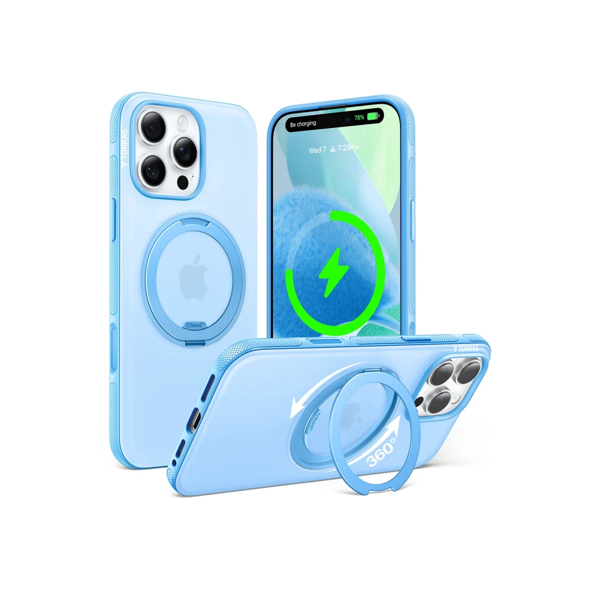 Torras Apple iPhone 16 Pro Max O Stand R Fitness Serisi Magsafe Kılıf - Açık Mavi