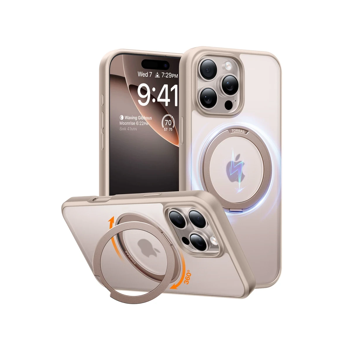 Torras Apple iPhone 16 Pro O Stand Pro Serisi Magsafe Kılıf - Çöl Titanyum