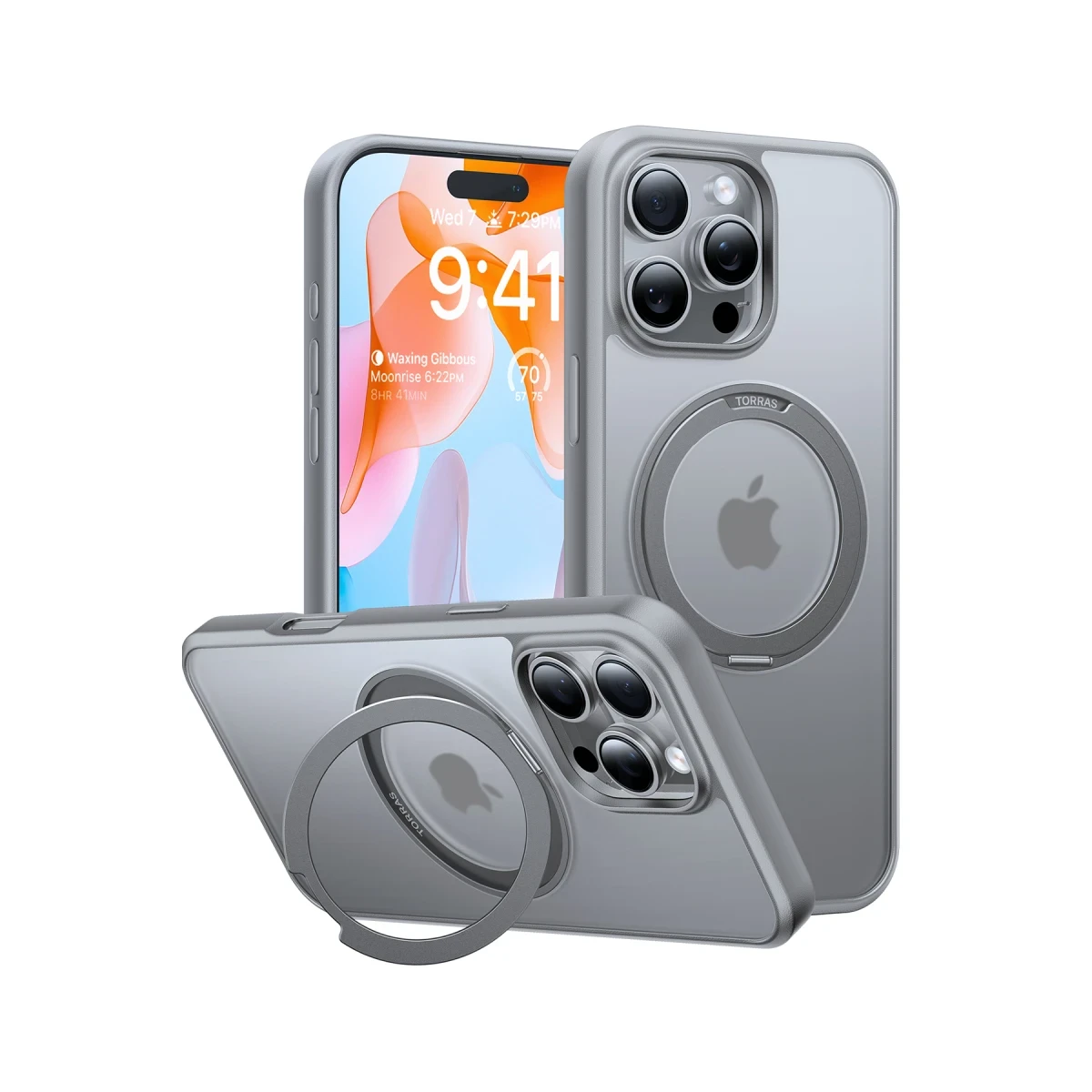 Torras Apple iPhone 16 Pro Max O Stand Pro Serisi Magsafe Kılıf - Titan Gri