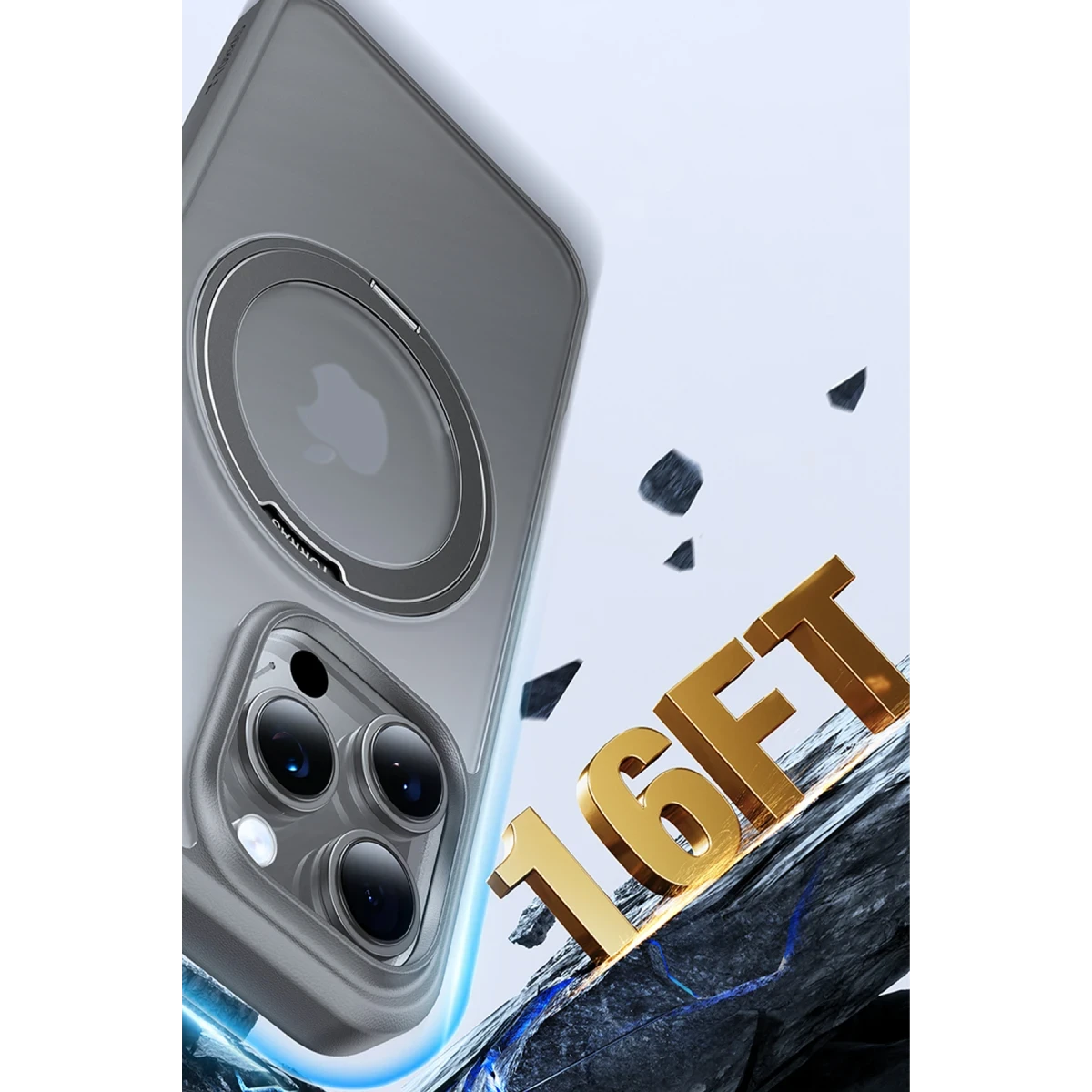 Torras Apple iPhone 16 Pro Max O Stand Pro Serisi Magsafe Kılıf - Titan Gri