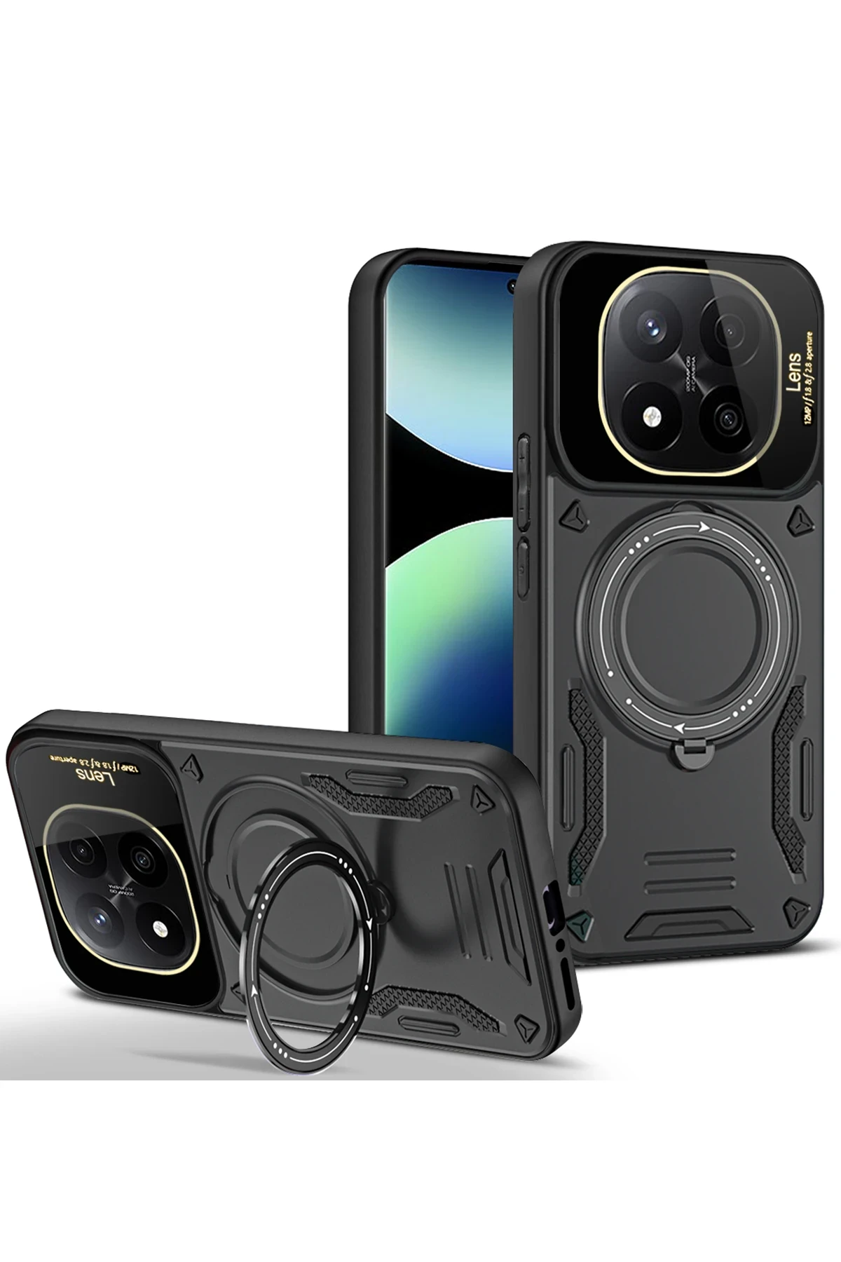 Newface Xiaomi 14T Pro Kılıf Joy Lens Standlı Kapak - Siyah