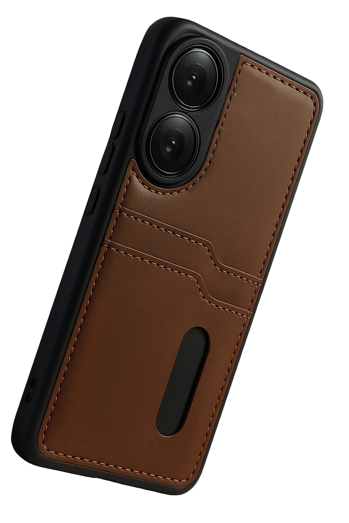 Newface Oppo A38 Sara Kartvizitli Deri Kılıf - Taba