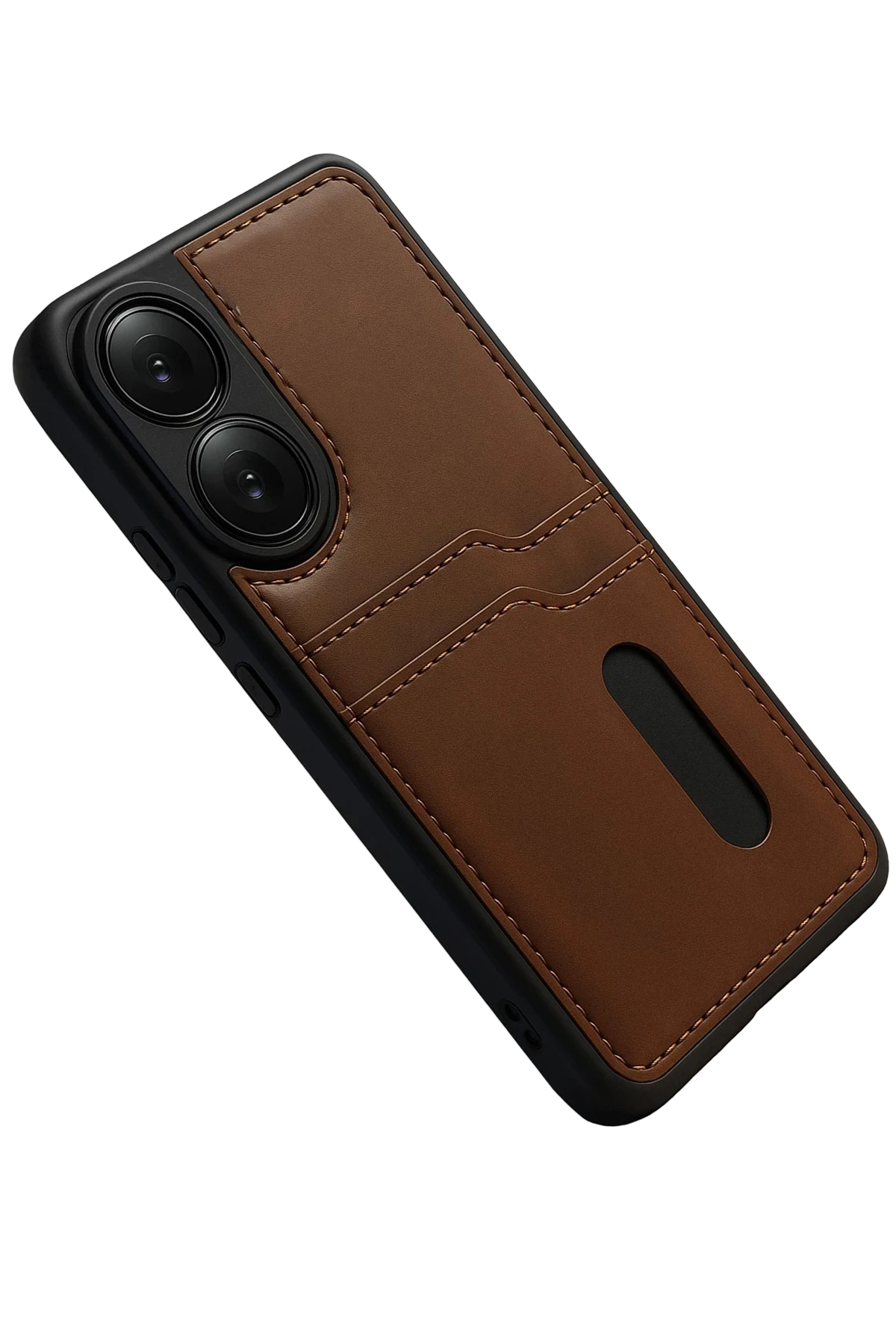Newface Oppo A38 Sara Kartvizitli Deri Kılıf - Taba
