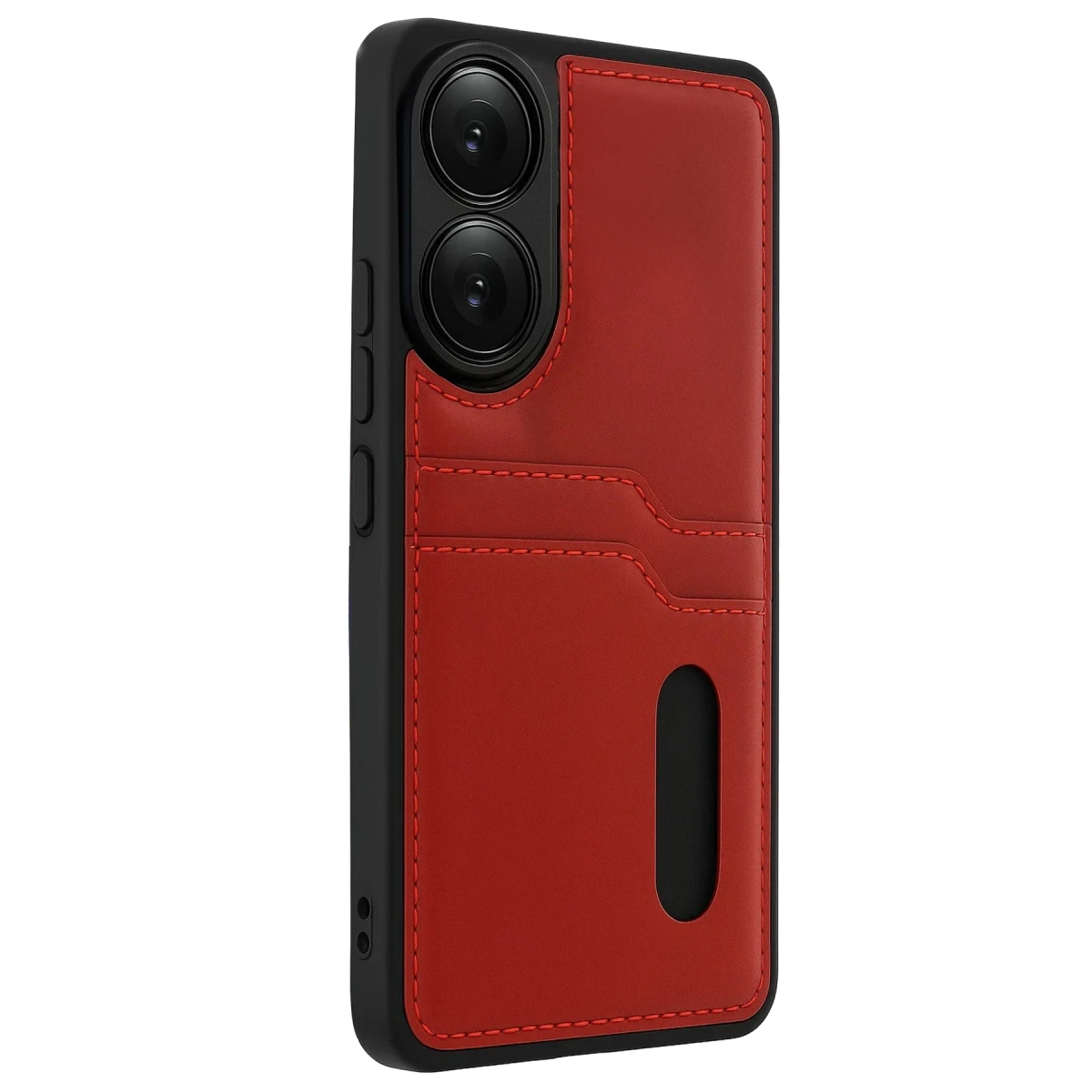 Newface Oppo A38 Sara Kartvizitli Deri Kılıf - Kırmızı — görsel 8
