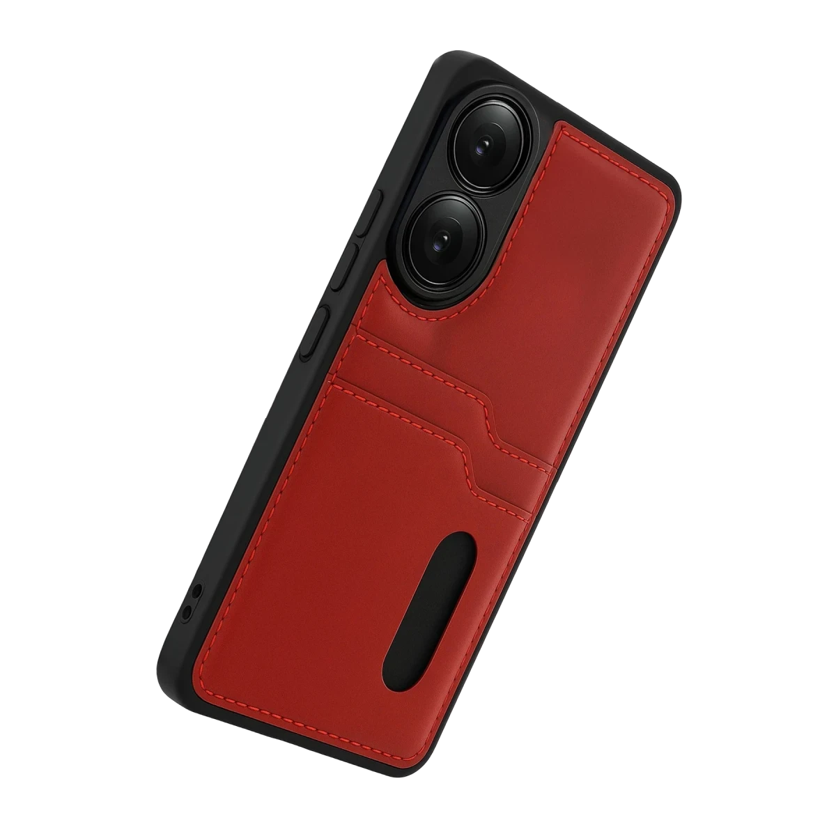 Newface Oppo A38 Sara Kartvizitli Deri Kılıf - Kırmızı — görsel 9