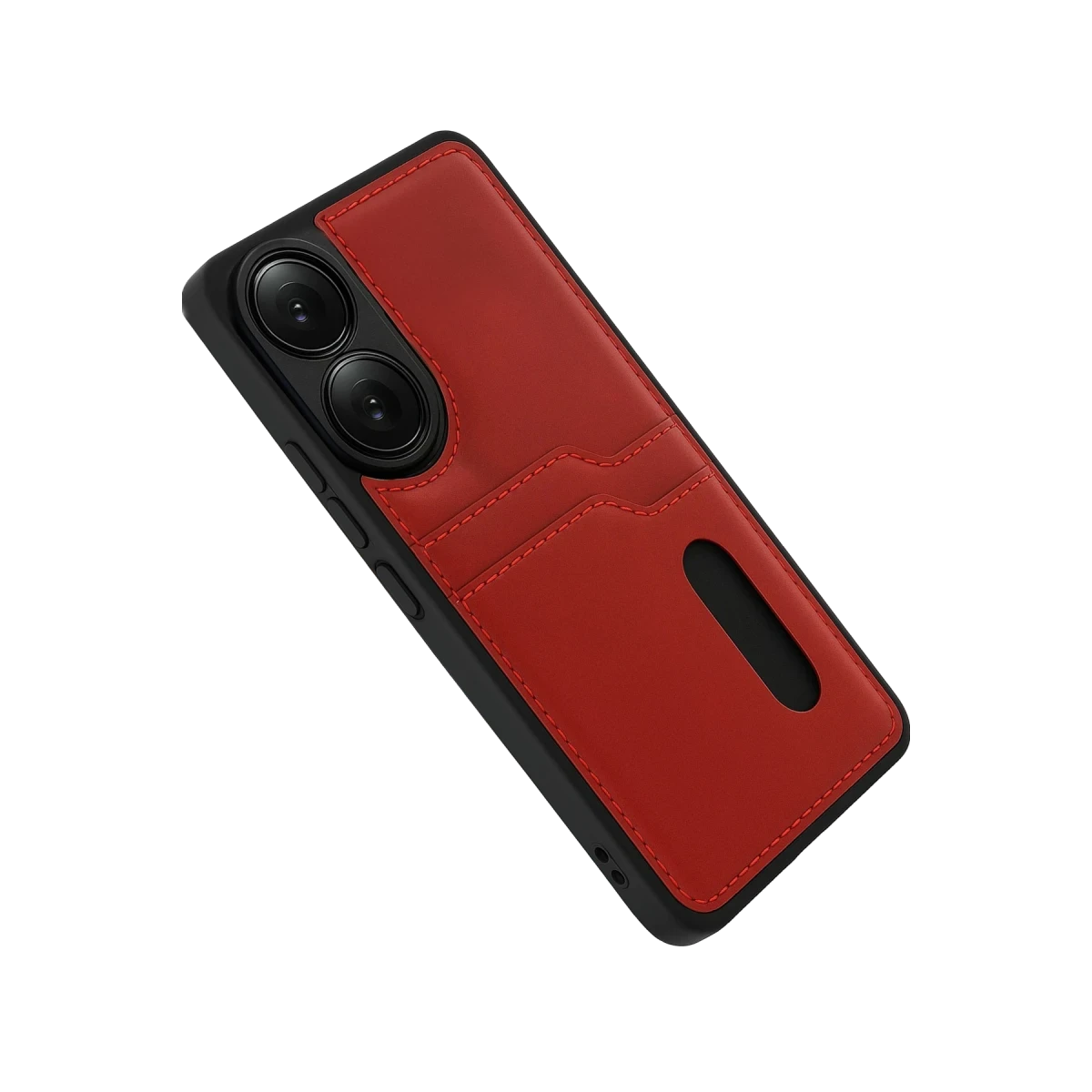 Newface Oppo A38 Sara Kartvizitli Deri Kılıf - Kırmızı — görsel 10