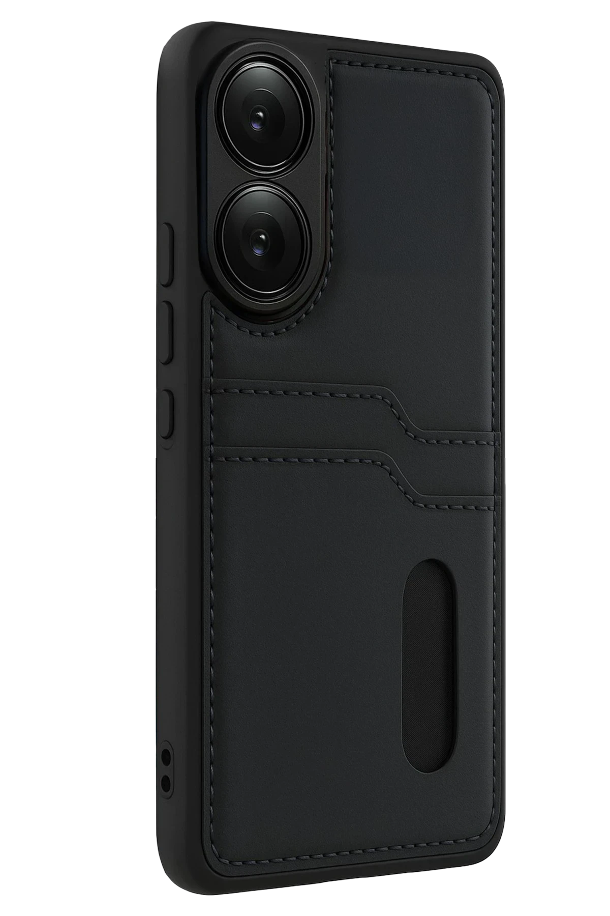 Newface Oppo A38 Sara Kartvizitli Deri Kılıf - Siyah