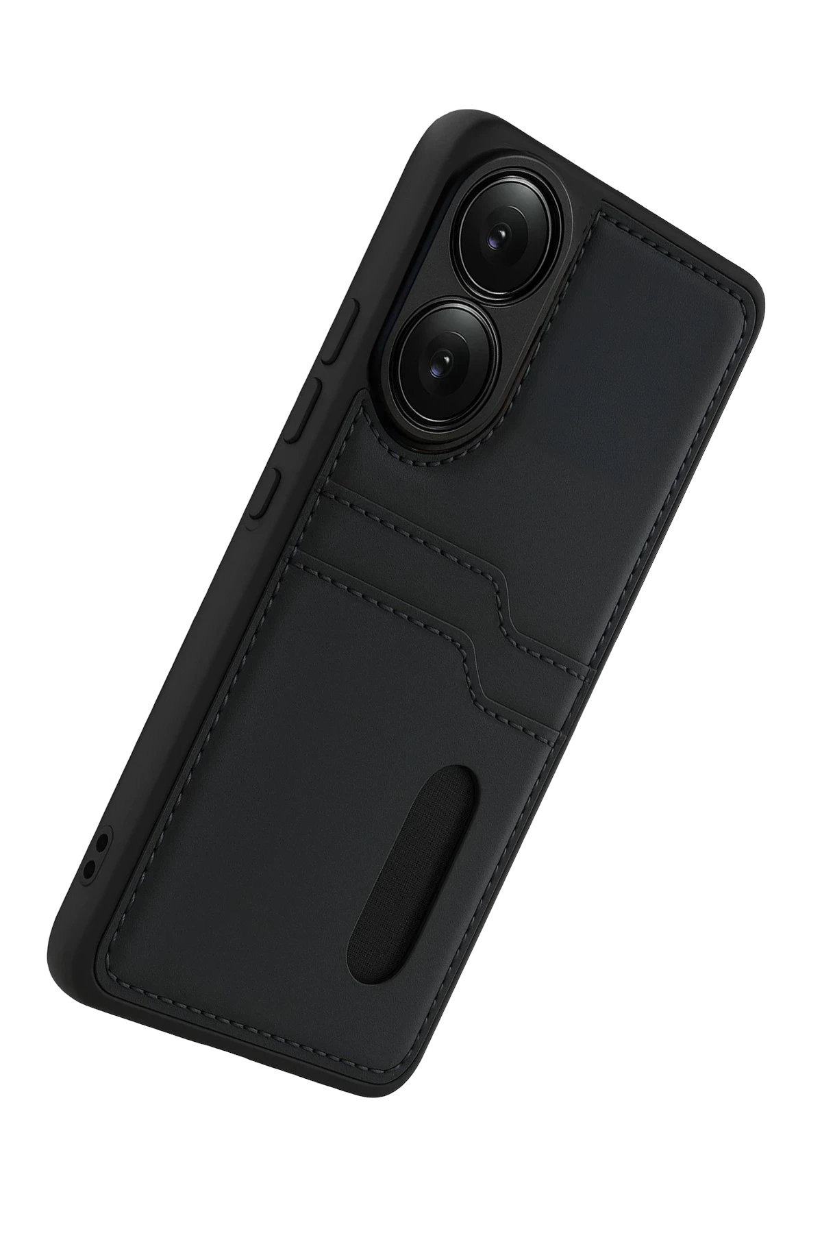 Newface Oppo A38 Sara Kartvizitli Deri Kılıf - Siyah