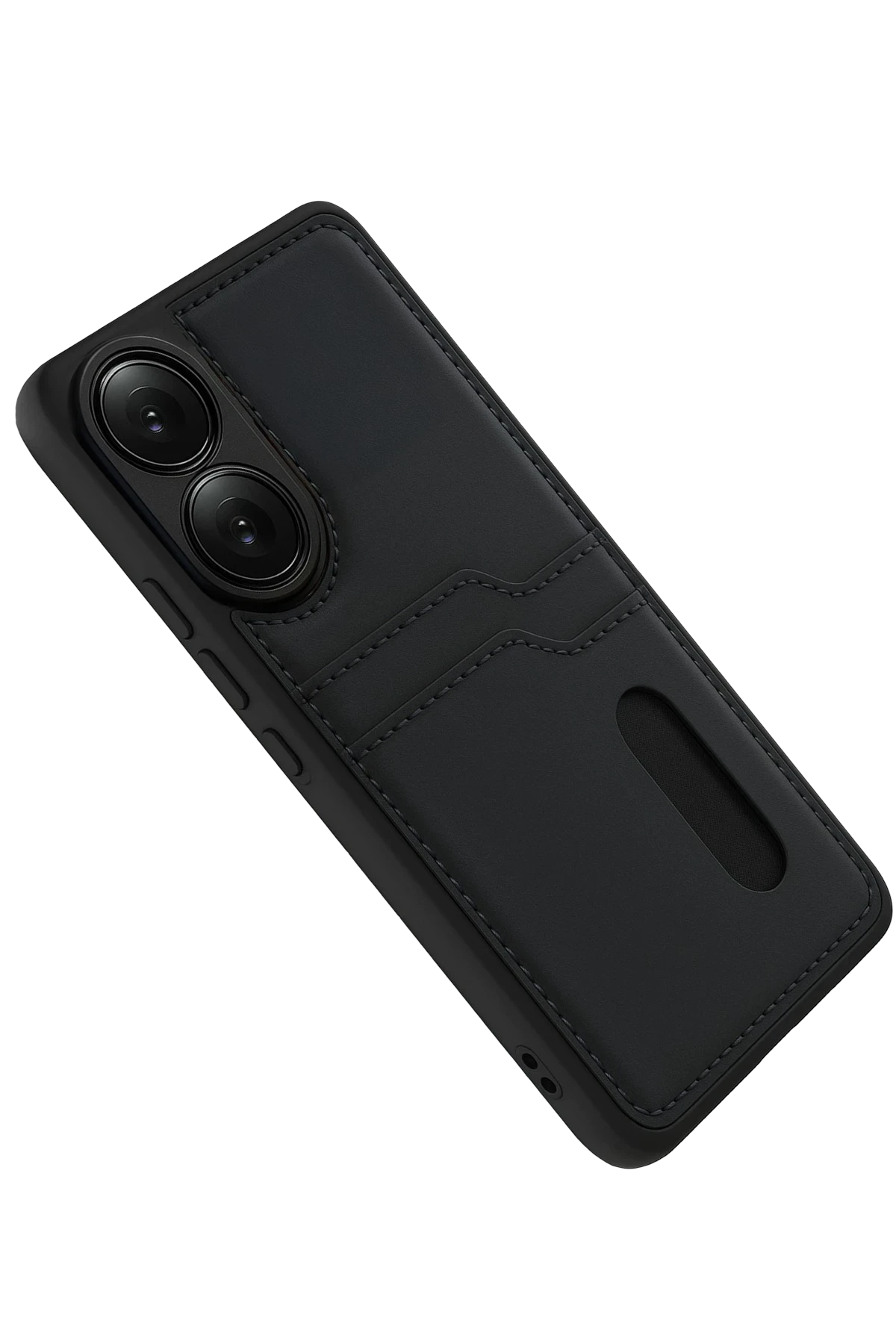 Newface Oppo A38 Sara Kartvizitli Deri Kılıf - Siyah