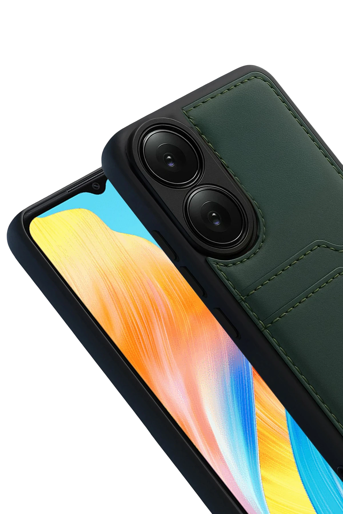 Newface Oppo A38 Sara Kartvizitli Deri Kılıf - Yeşil