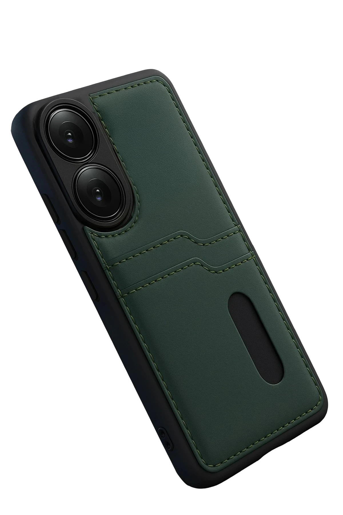 Newface Oppo A38 Sara Kartvizitli Deri Kılıf - Yeşil