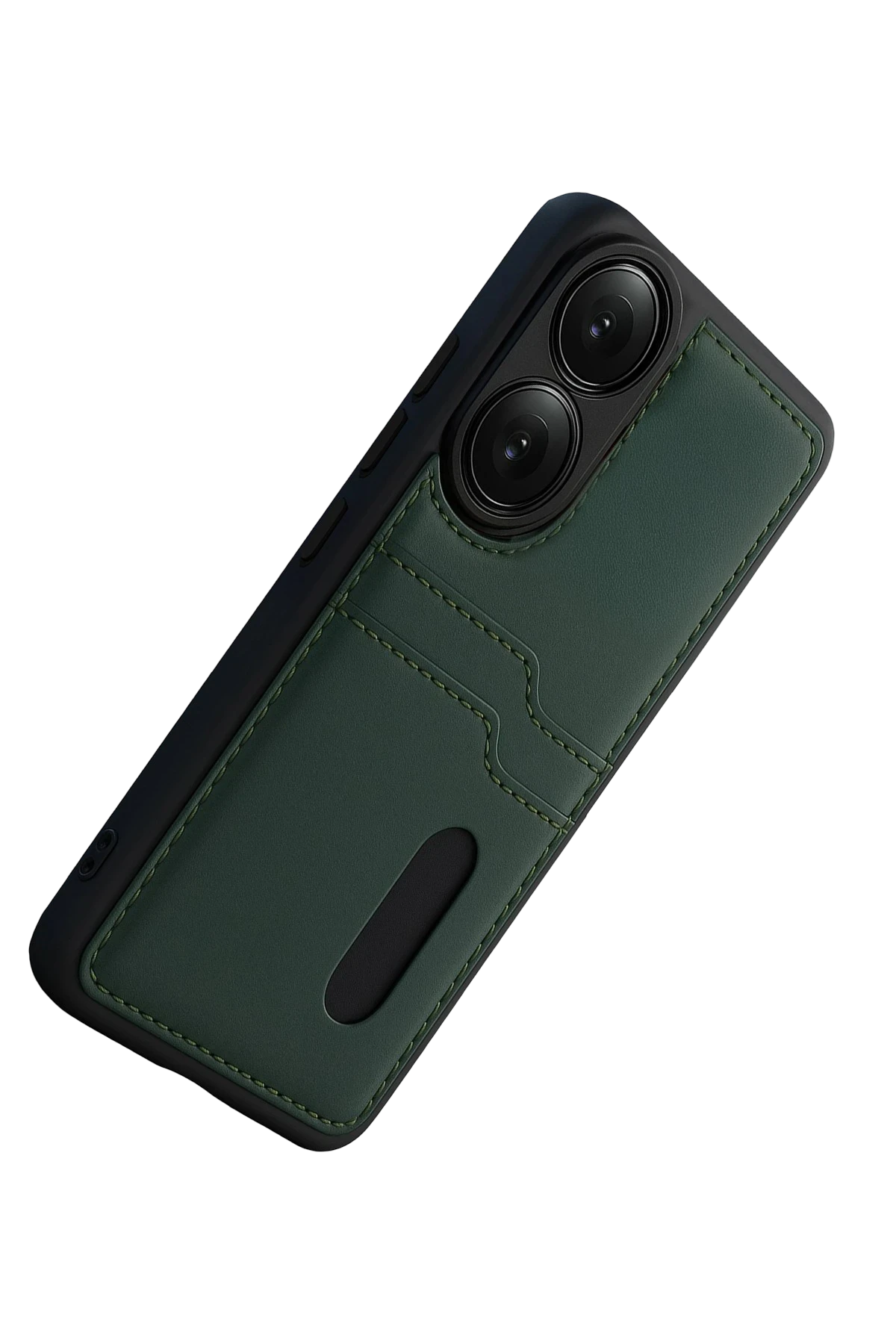 Newface Oppo A38 Sara Kartvizitli Deri Kılıf - Yeşil