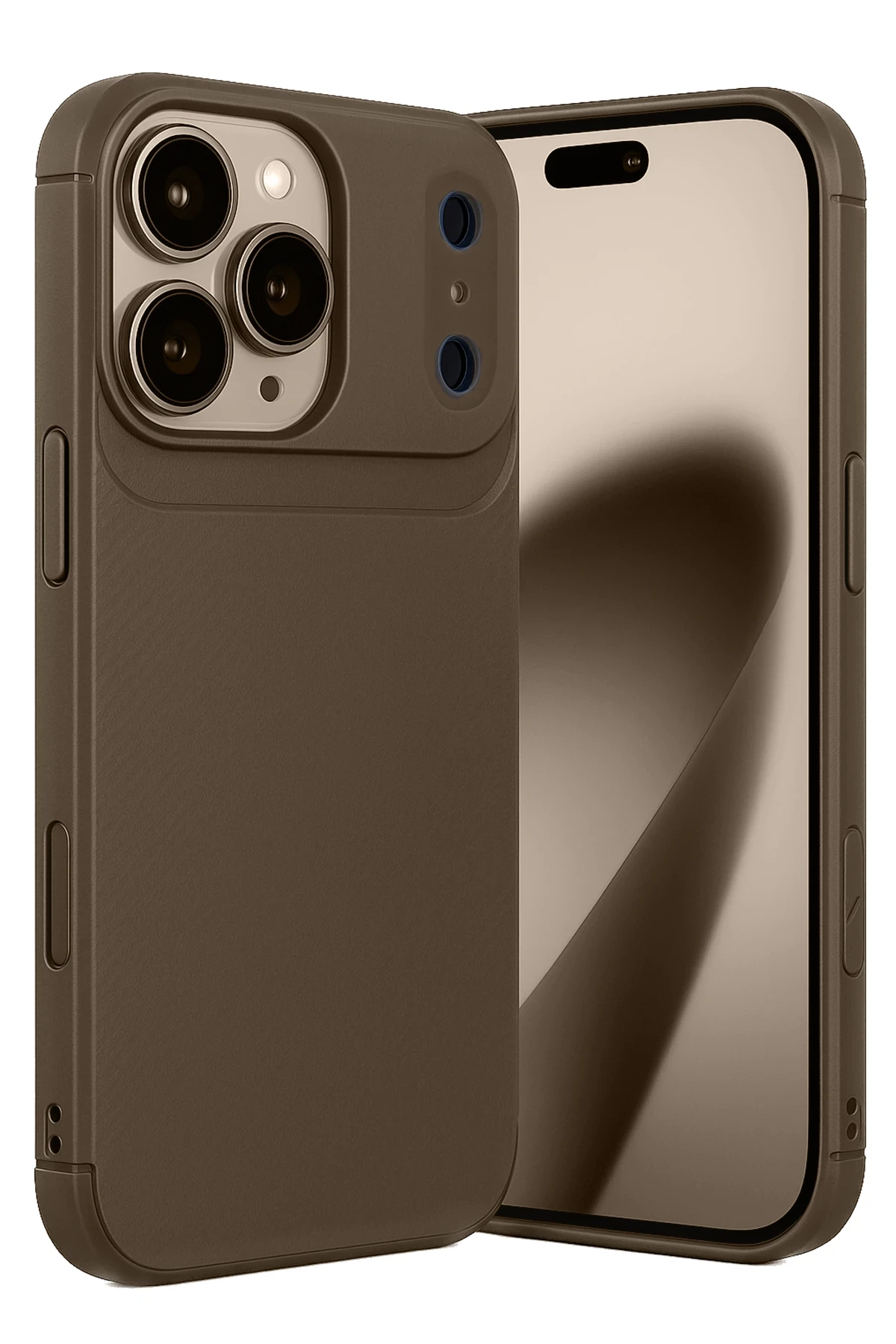 Newface Apple iPhone 17 Pro Max Auto Focus Karbon Kapak - Kahverengi