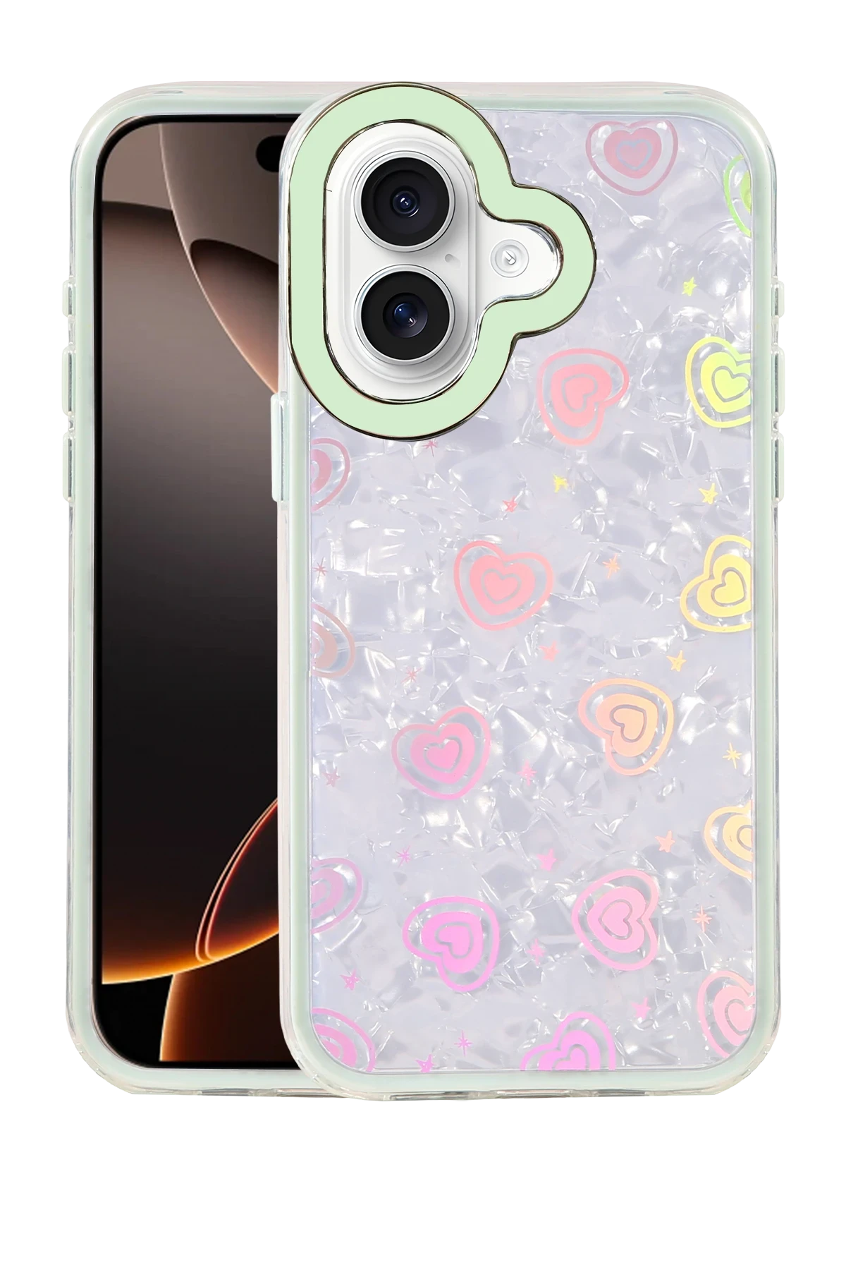Newface Apple iPhone 16 Lumi Desenli Kapak - Yeşil