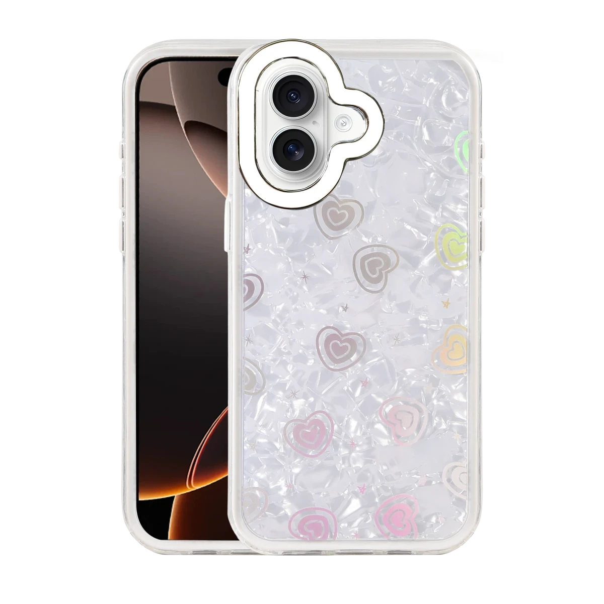 Newface Apple iPhone 16 Lumi Desenli Kapak - Beyaz