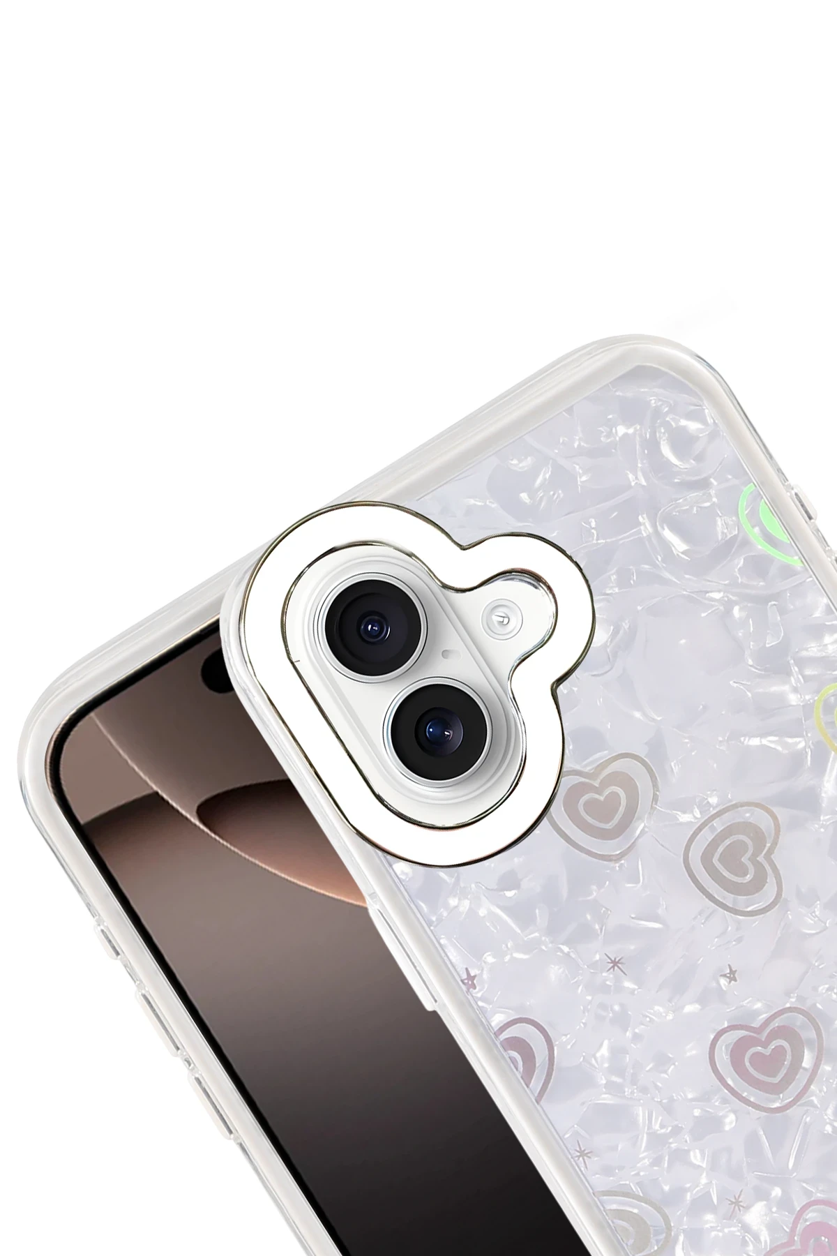 Newface Apple iPhone 16 Lumi Desenli Kapak - Beyaz