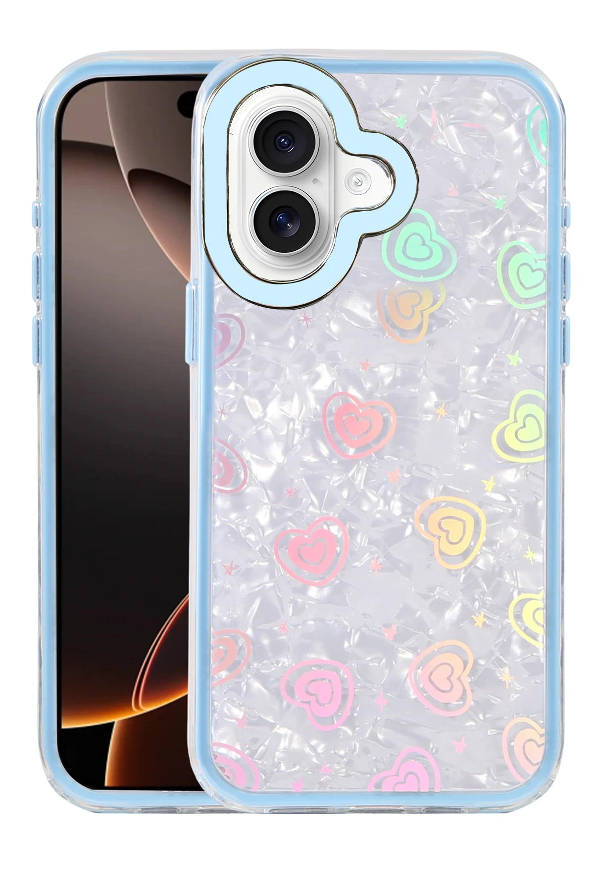 Newface Apple iPhone 16 Lumi Desenli Kapak - Mavi