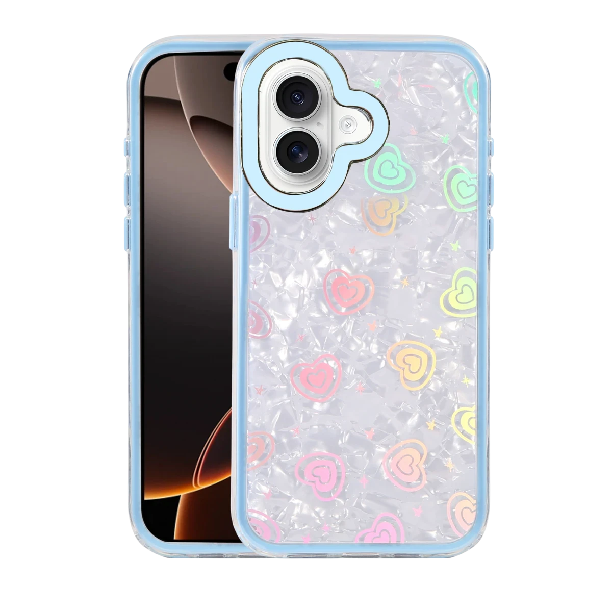 Newface Apple iPhone 16 Lumi Desenli Kapak - Mavi
