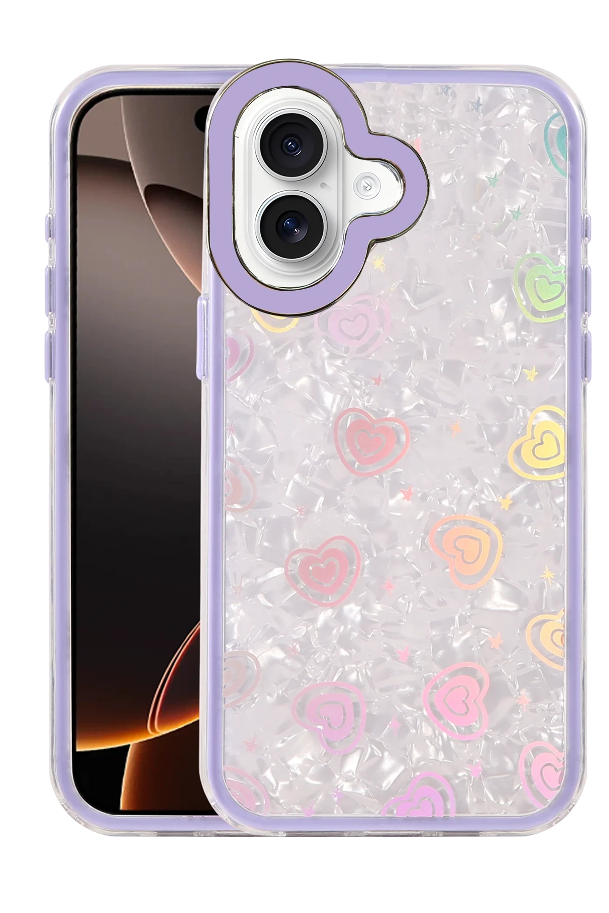 Newface Apple iPhone 16 Lumi Desenli Kapak - Mor