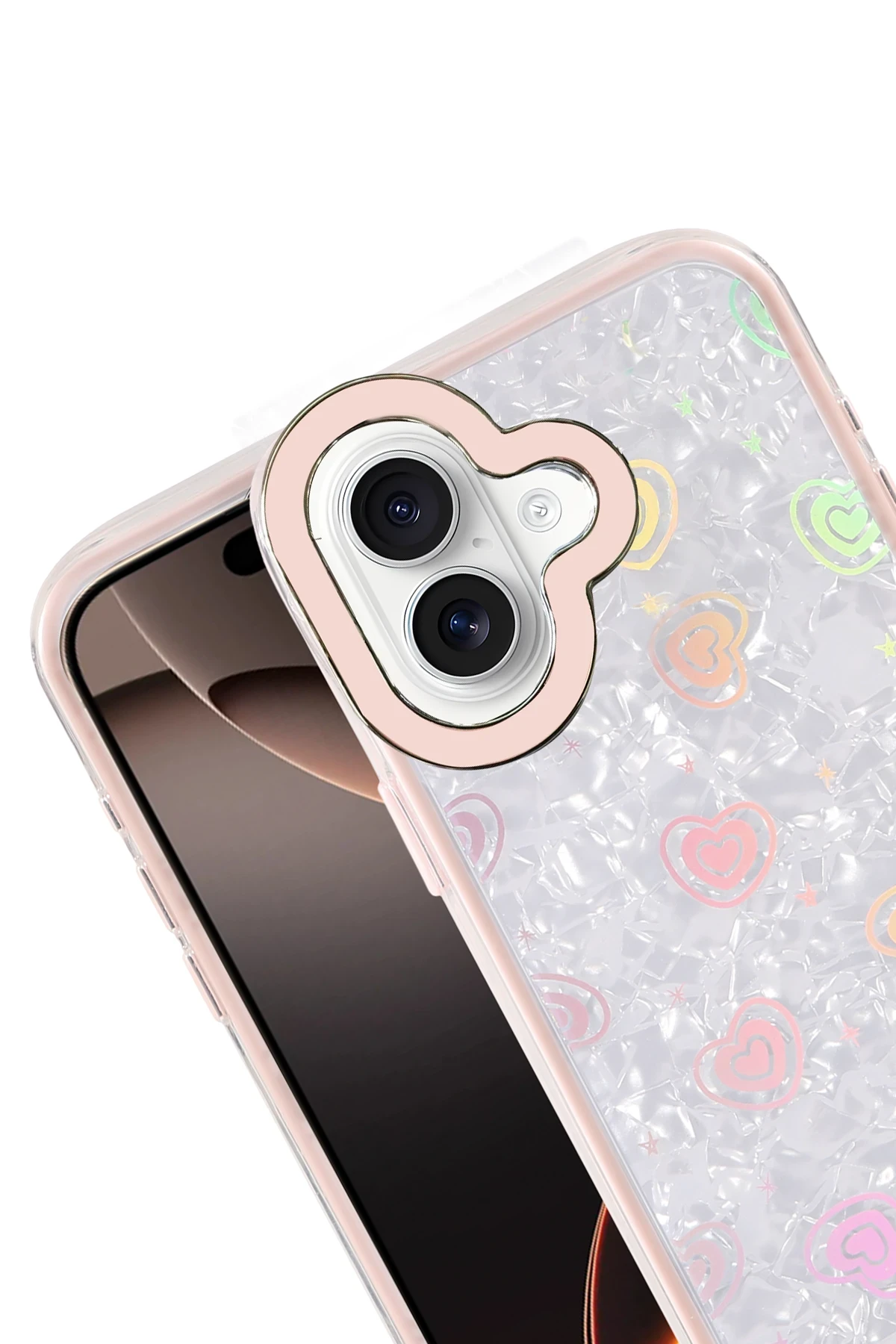 Newface Apple iPhone 16 Lumi Desenli Kapak - Pembe