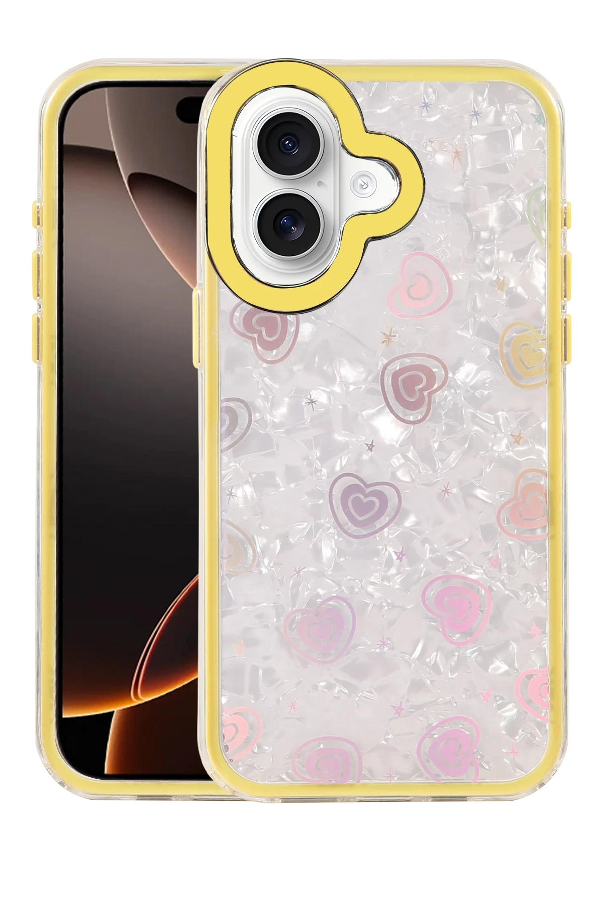Newface Apple iPhone 16 Lumi Desenli Kapak - Sarı