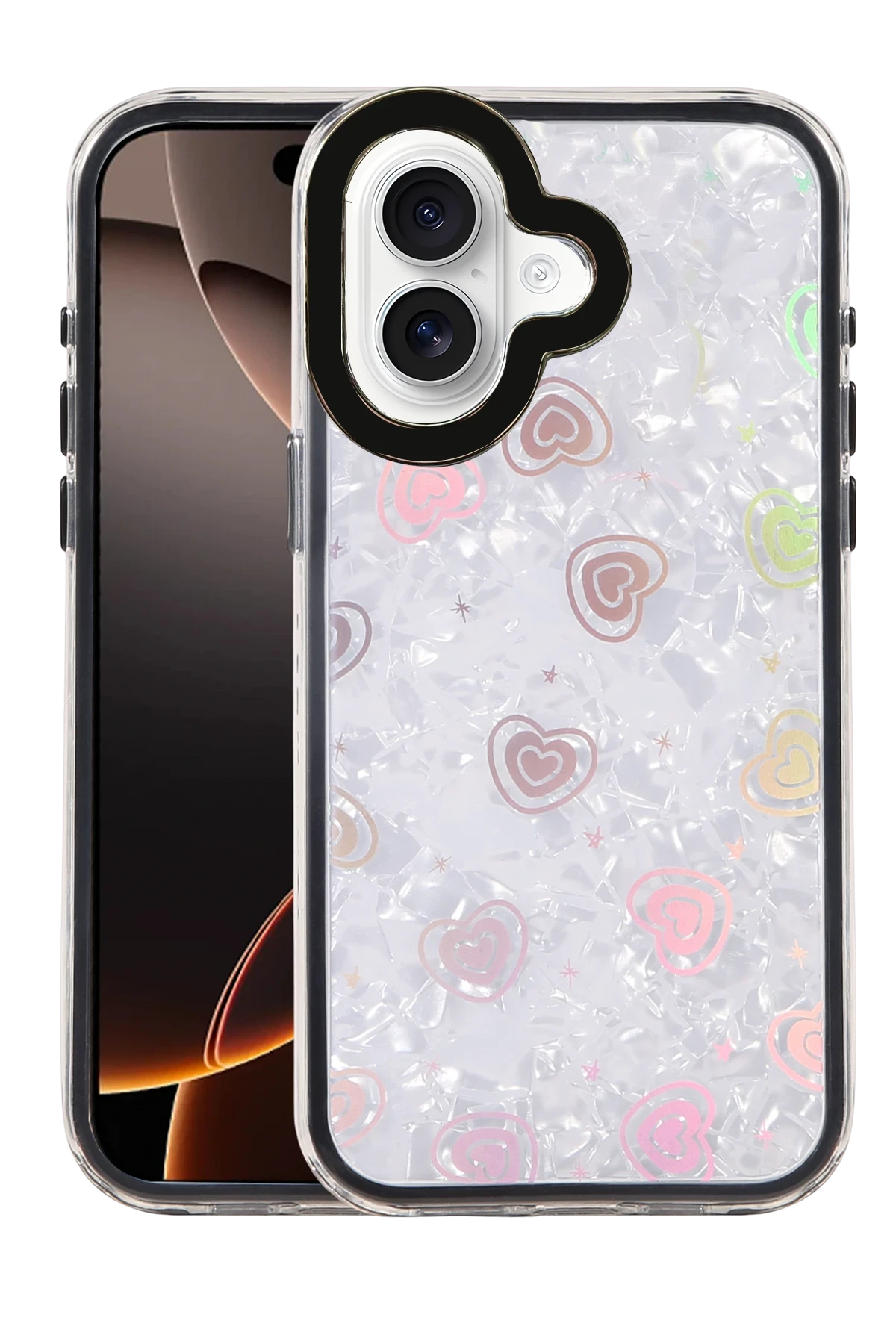 Newface Apple iPhone 16 Lumi Desenli Kapak - Siyah