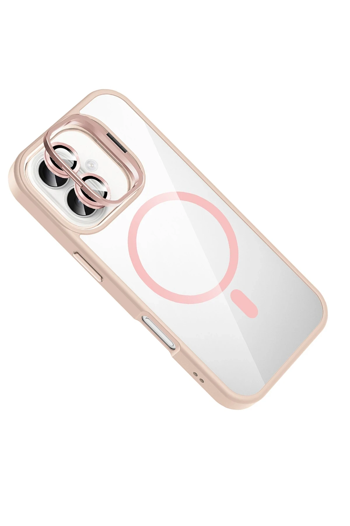 Joko Apple iPhone 16 Remim Lensli Magsafe Standlı Kapak - Pembe
