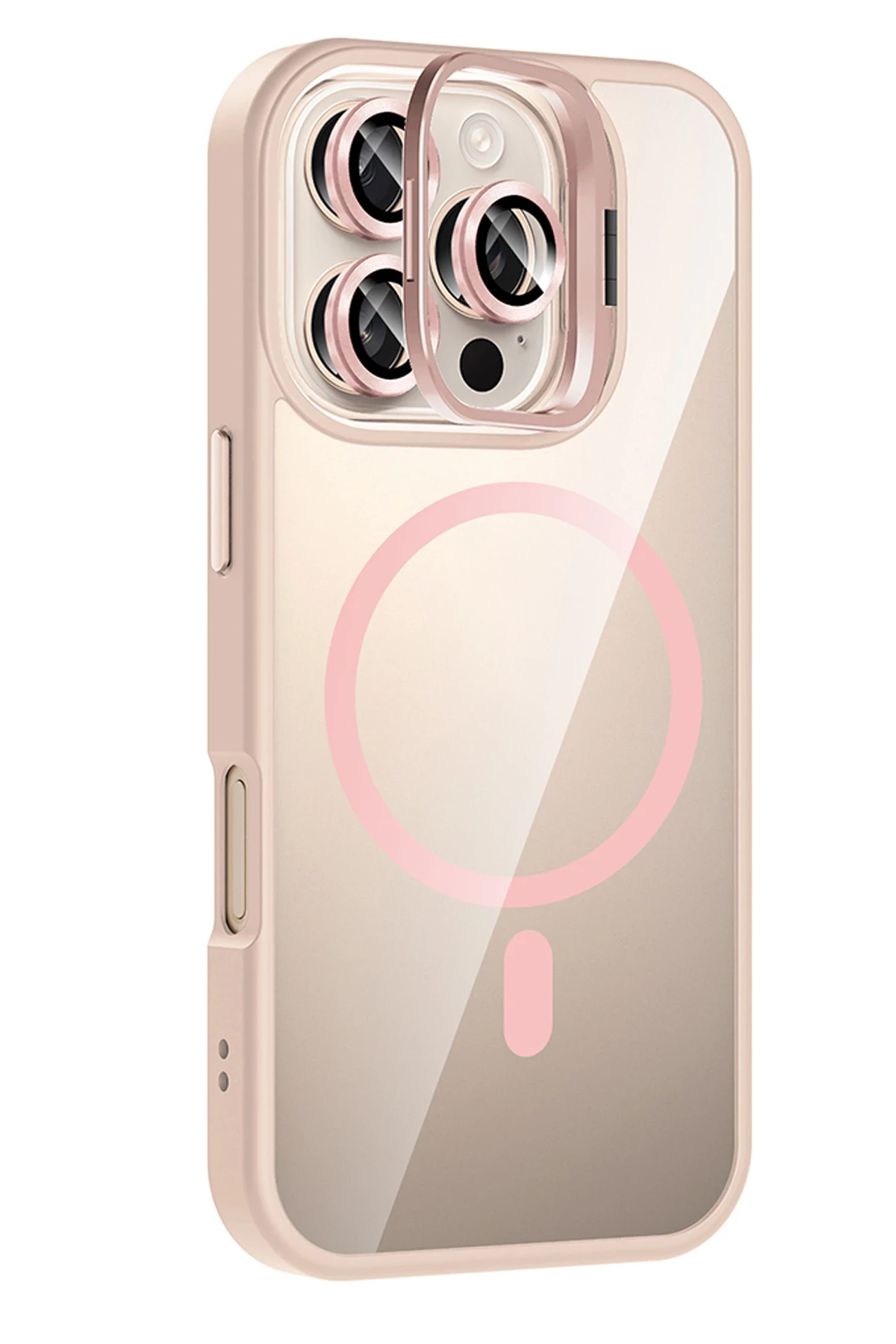 Joko Apple iPhone 16 Pro Max Remim Lensli Magsafe Standlı Kapak - Pembe