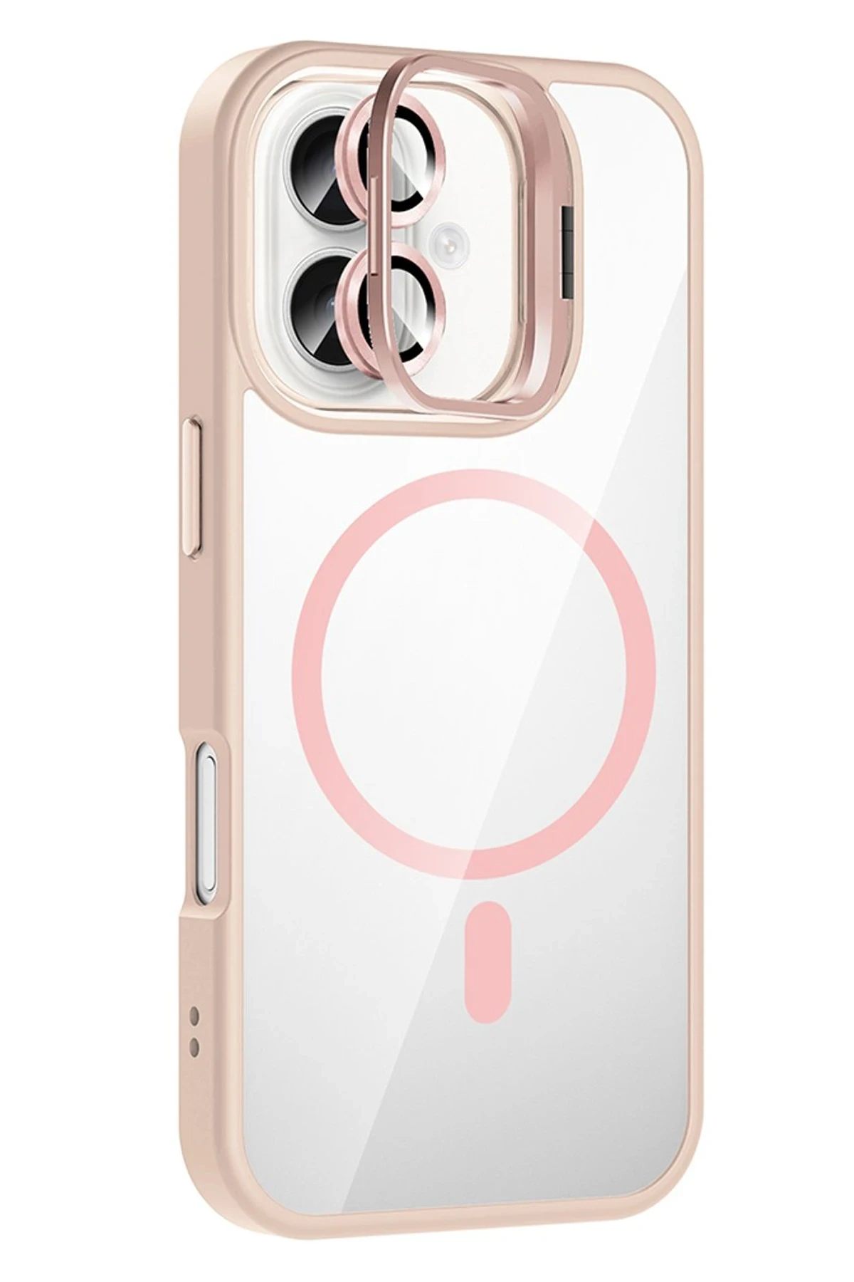 Joko Apple iPhone 16 Plus Remim Lensli Magsafe Standlı Kapak - Pembe