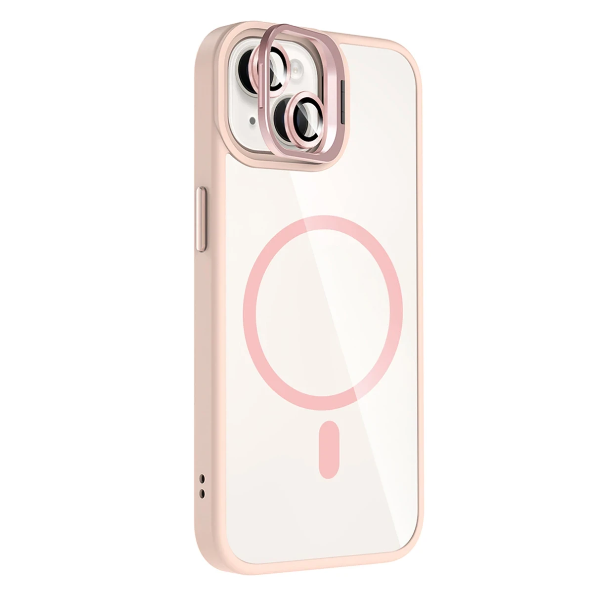 Joko Apple iPhone 15 Plus Remim Lensli Magsafe Standlı Kapak - Pembe