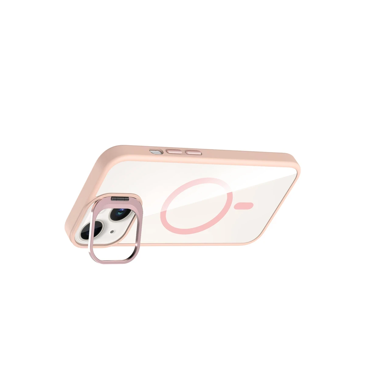 Joko Apple iPhone 15 Plus Remim Lensli Magsafe Standlı Kapak - Pembe