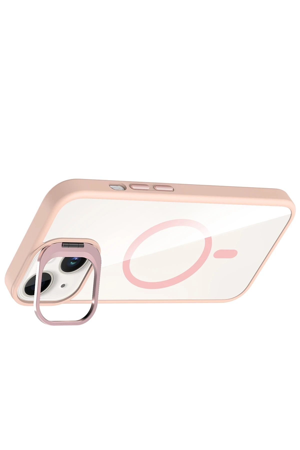 Joko Apple iPhone 14 Remim Lensli Magsafe Standlı Kapak - Pembe